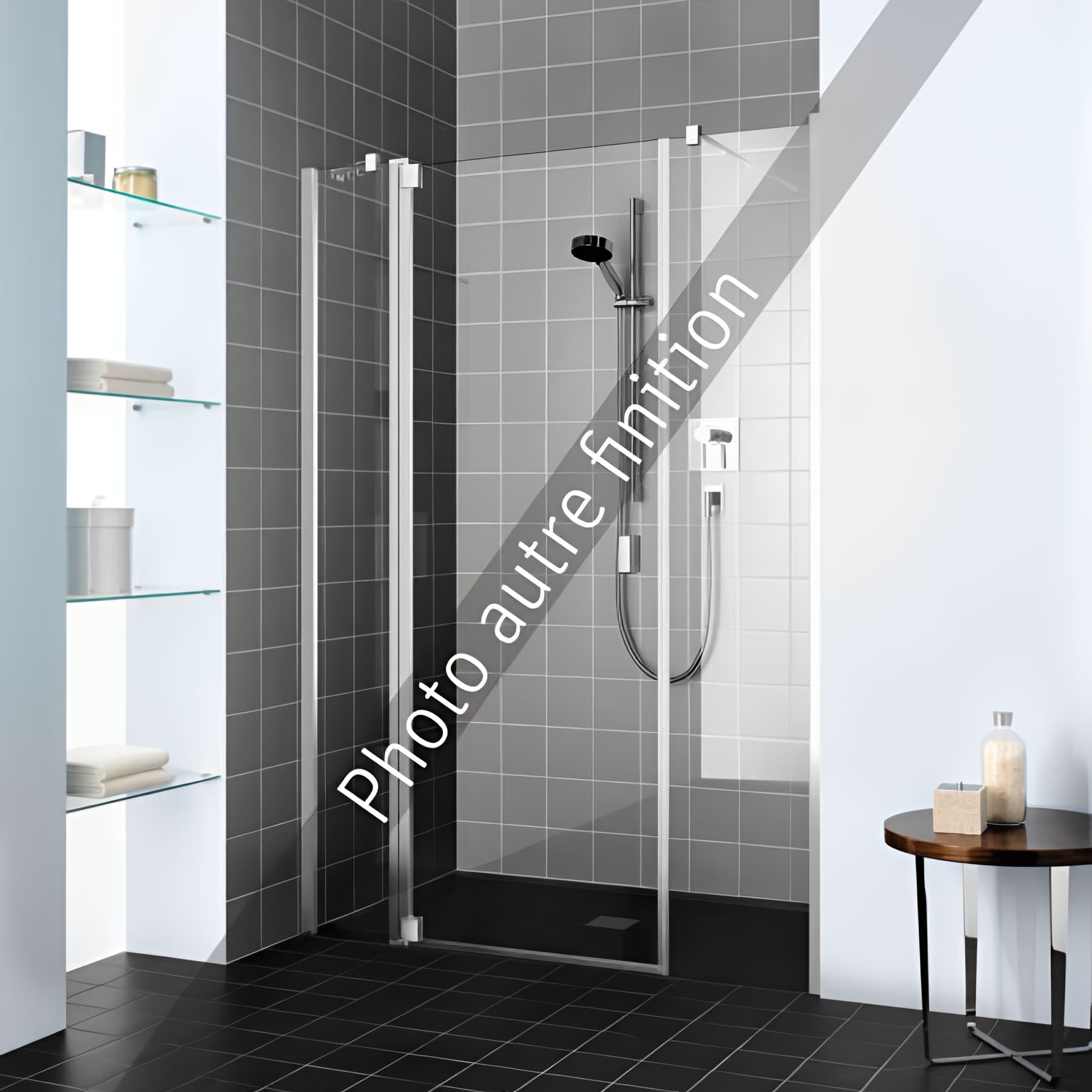 Paroi de douche pivotante largeur 160 cm hauteur 200 cm profilé noir soft verre clair