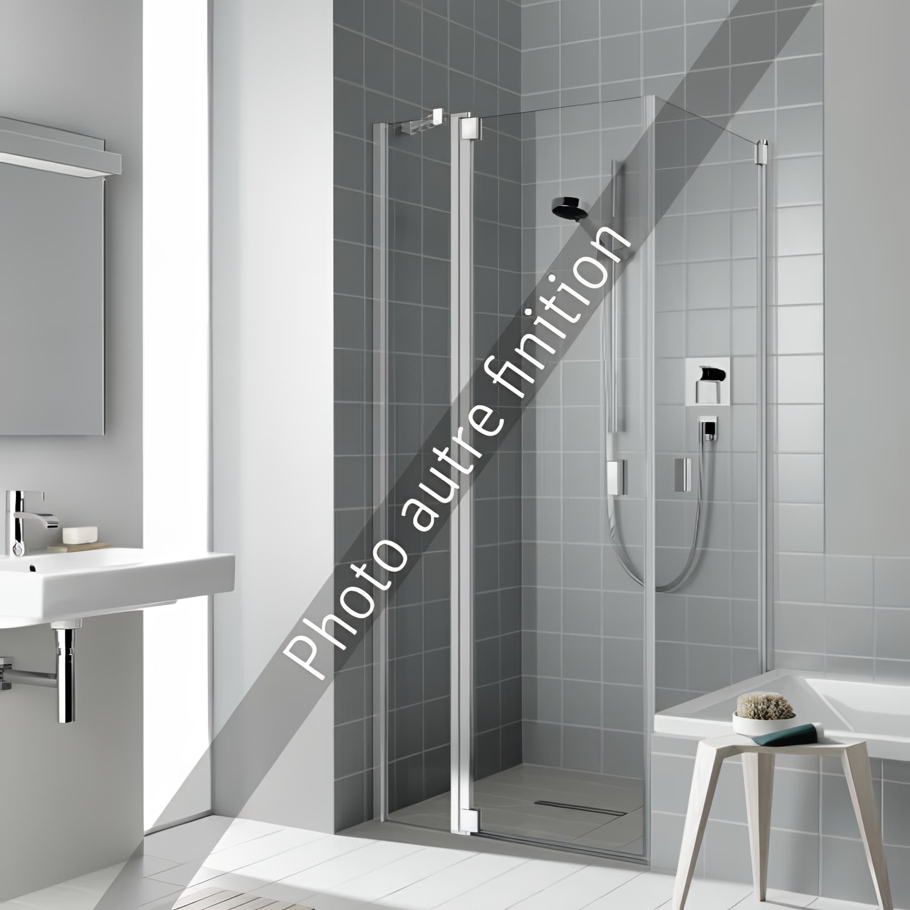 Paroi de douche pivotante largeur 93cm hauteur 200 cm argent finition mat verre clair clean