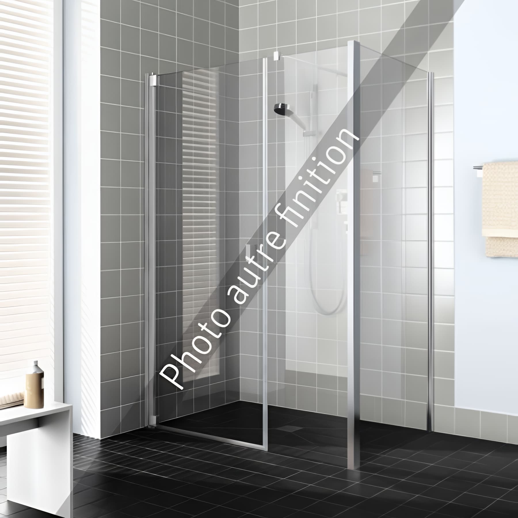 Paroi de douche pivotante largeur 100 cm hauteur 200 cm argent finition mat verre clair