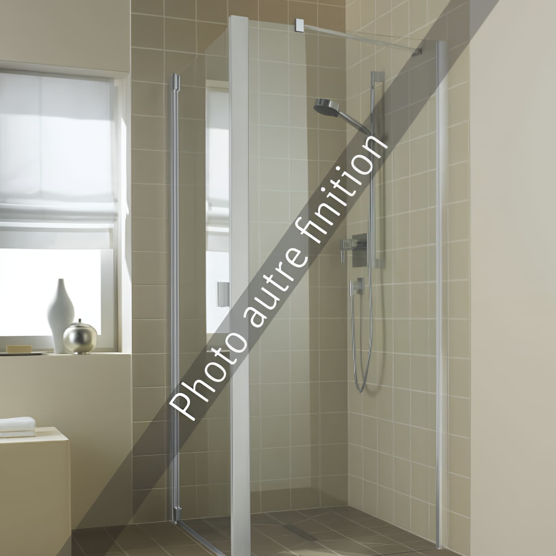 Paroi de douche fixe largeur 75cm hauteur 200 cm argent finition mat verre clair