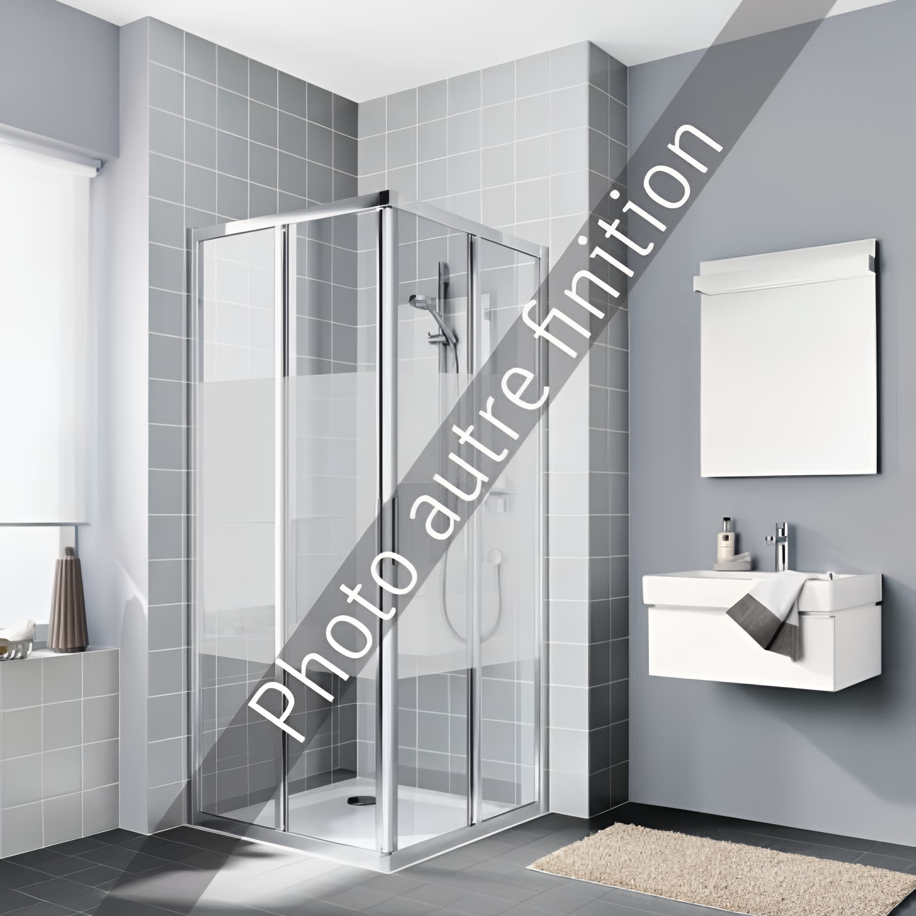 Demi paroi de douche angle coulissante largeur 110 cm hauteur 200 cm profilé argent poli verre clair