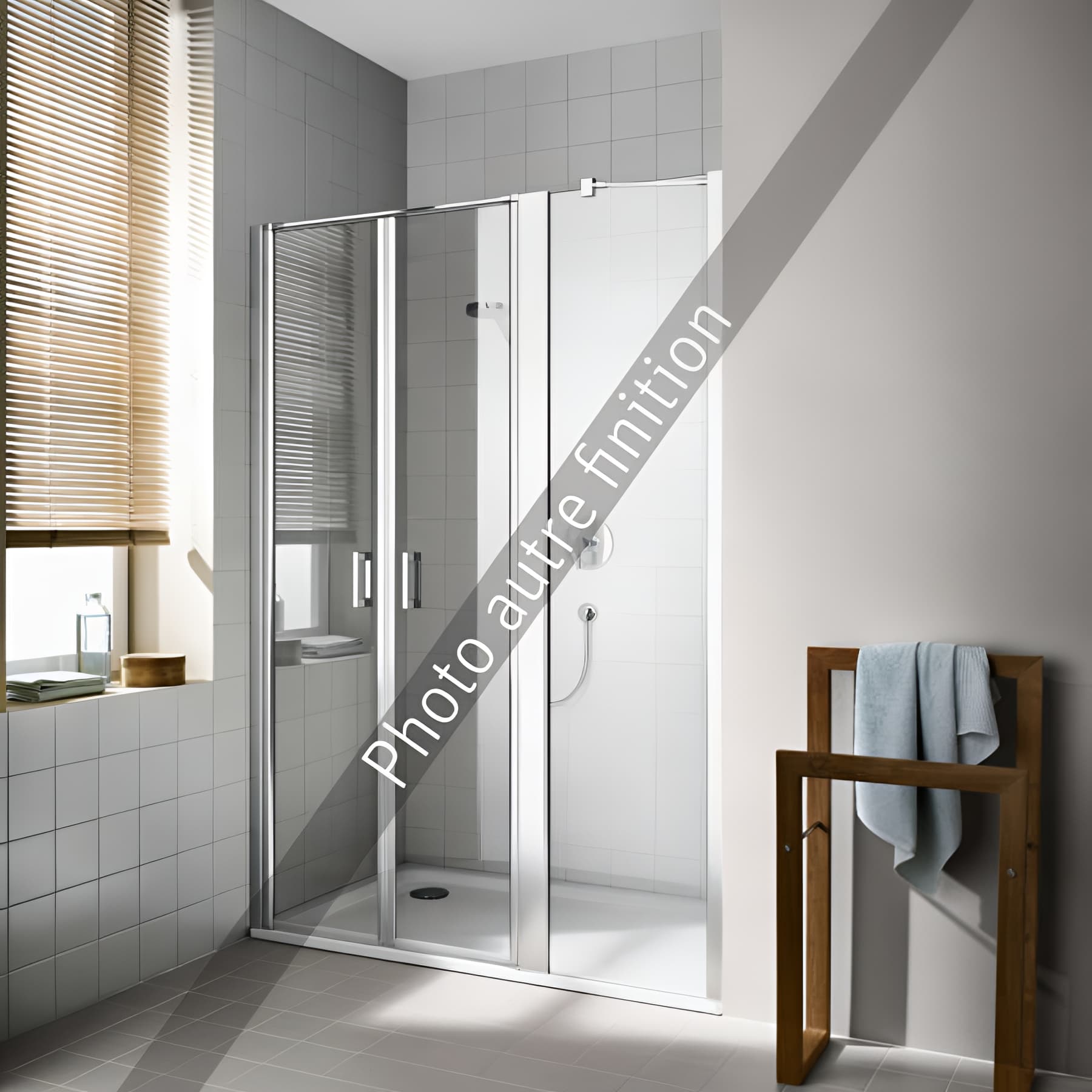 Paroi de douche 2 battants largeur 95cm hauteur 200 cm blanc verre clair