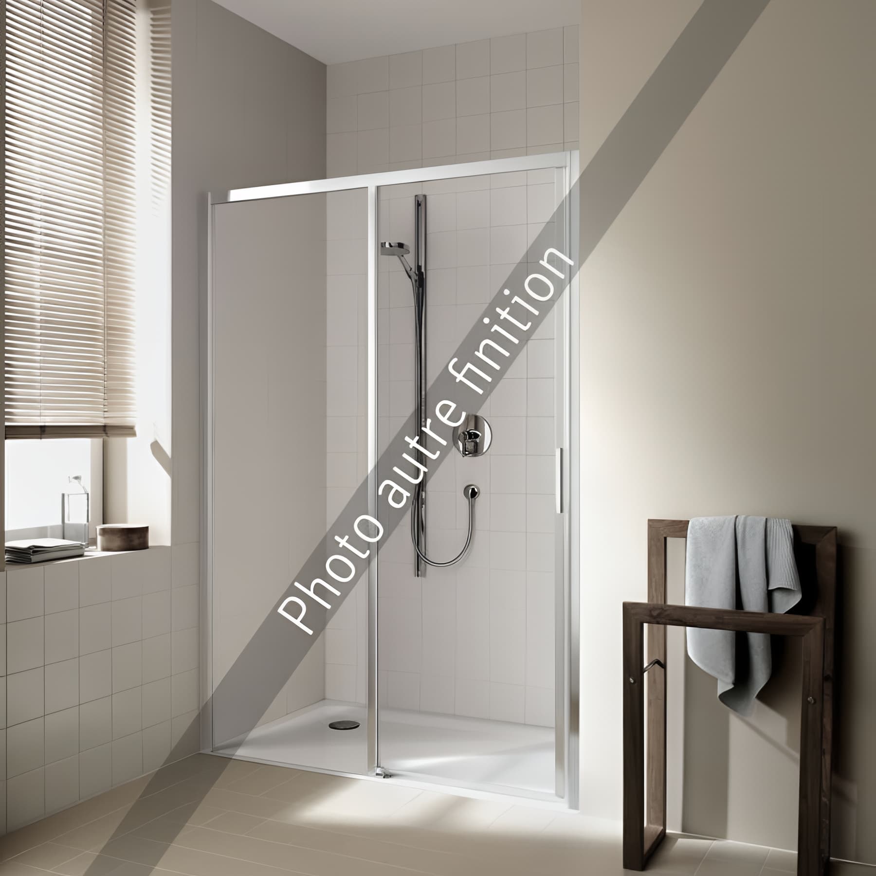 Paroi de douche coulissante largeur 160 cm hauteur 200 cm blanc verre clair