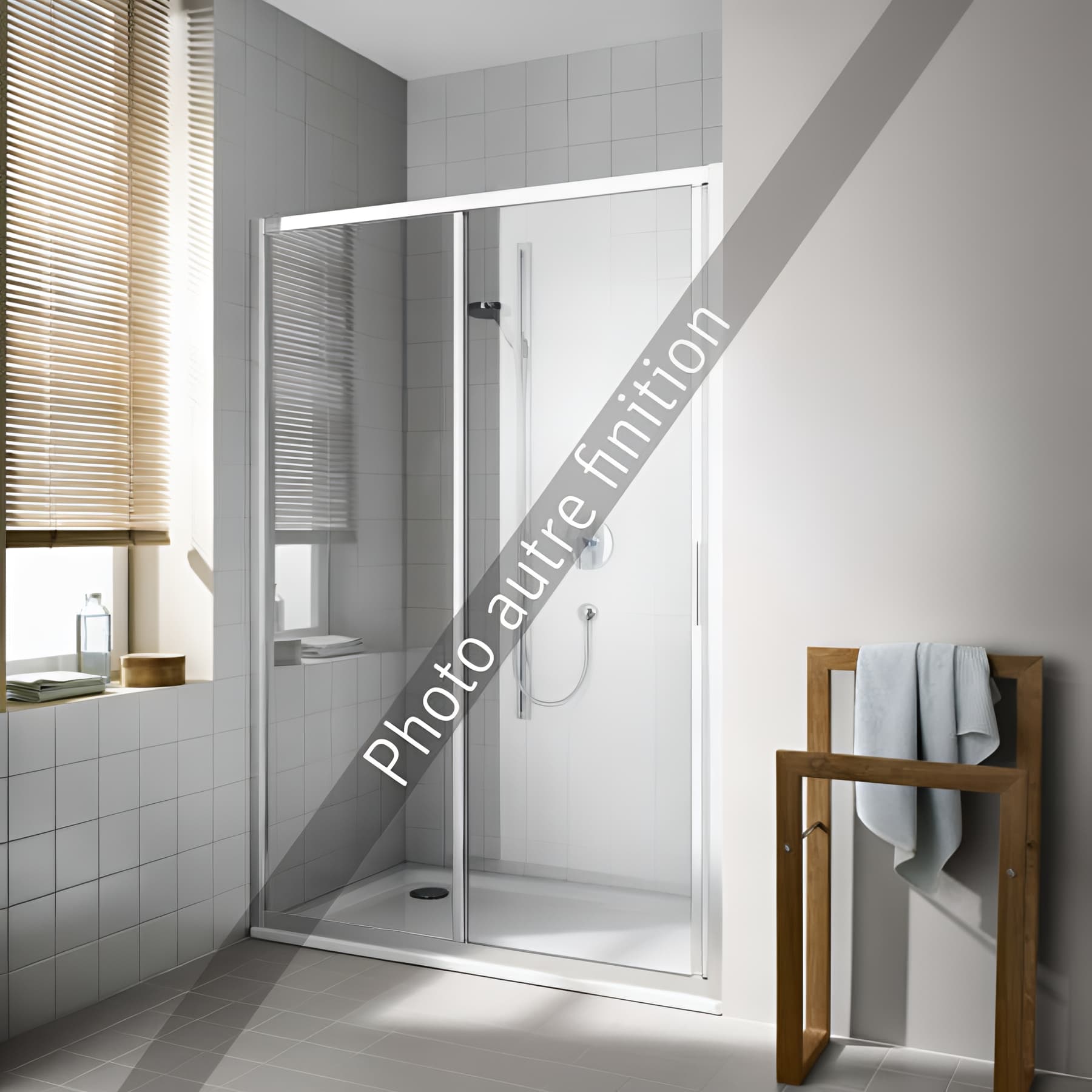 Paroi de douche coulissante largeur 160 cm hauteur 200 cm blanc verre clair