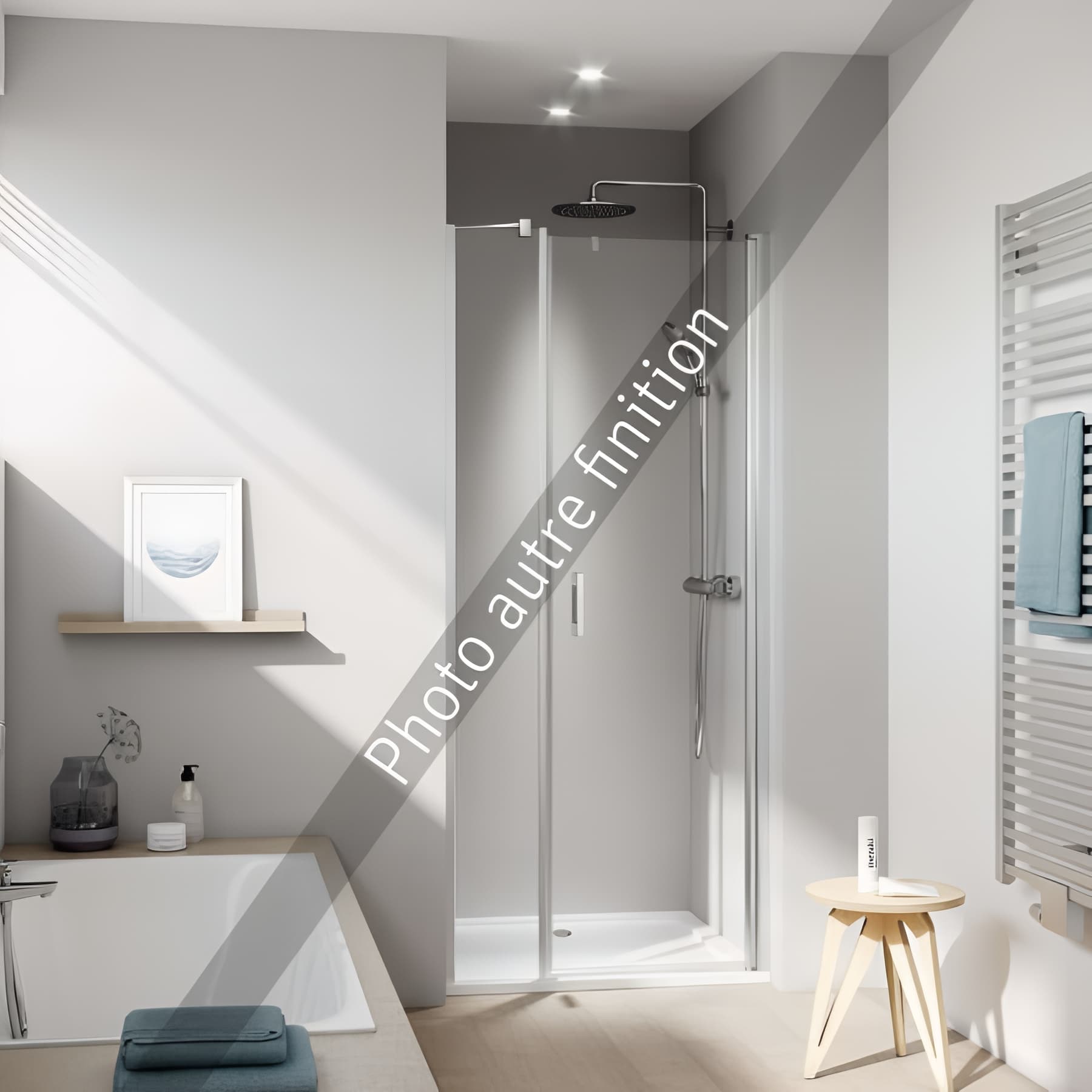 Paroi de douche pivotante largeur 115 cm hauteur 200 cm argent finition mat verre clair clean