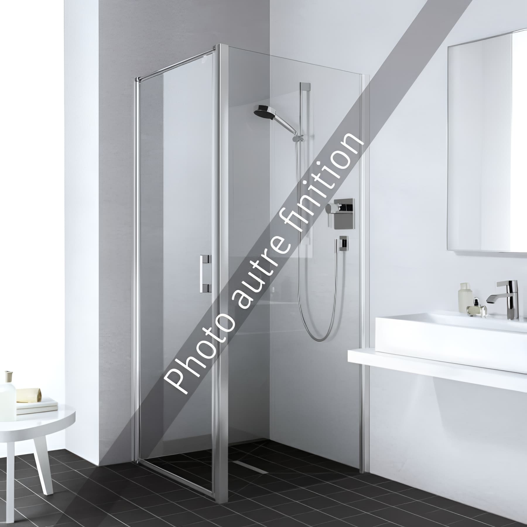 Paroi de douche fixe largeur 75cm hauteur 200 cm argent finition mat verre clair