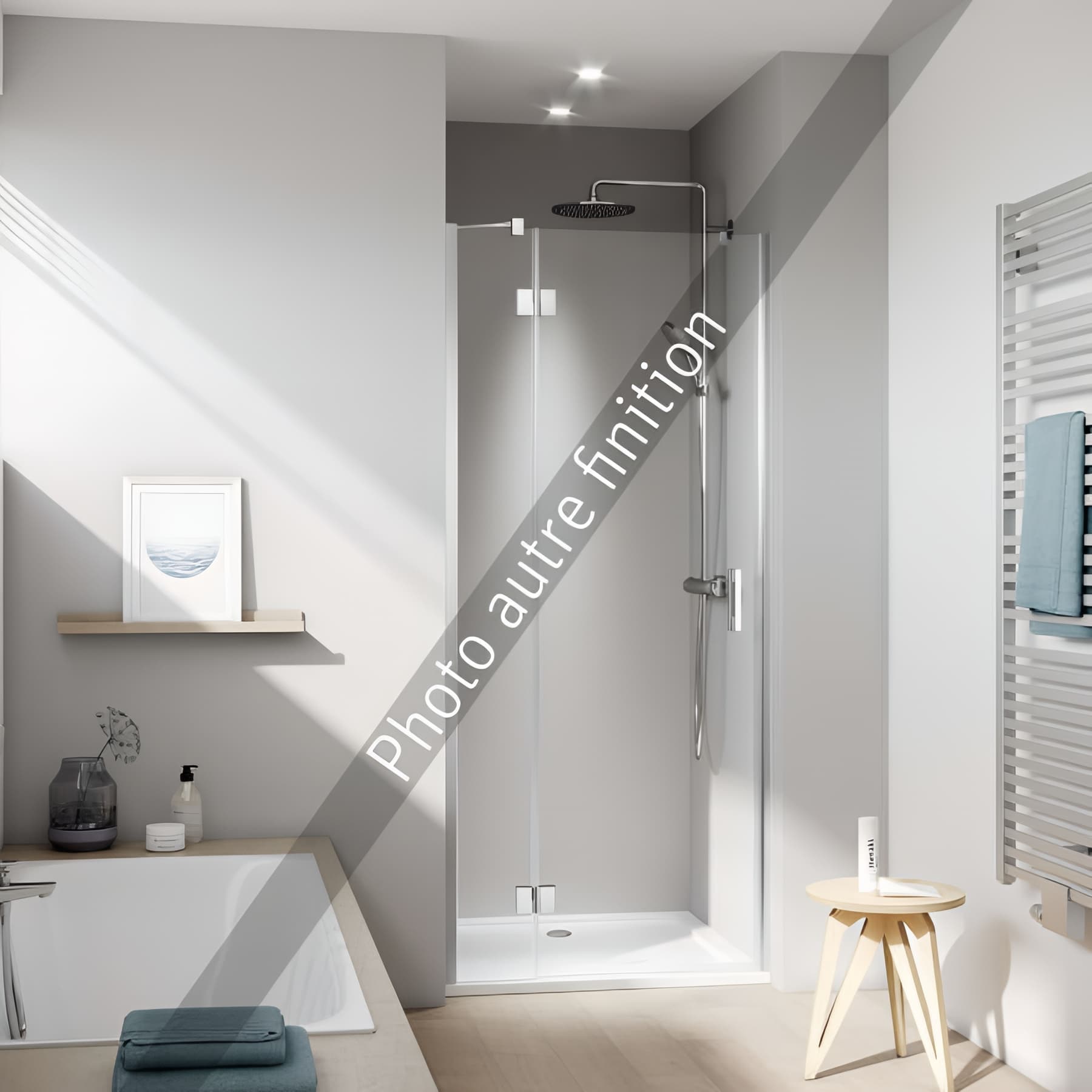 Paroi de douche pivotante largeur 80cm hauteur 200 cm profilé noir soft verre clair