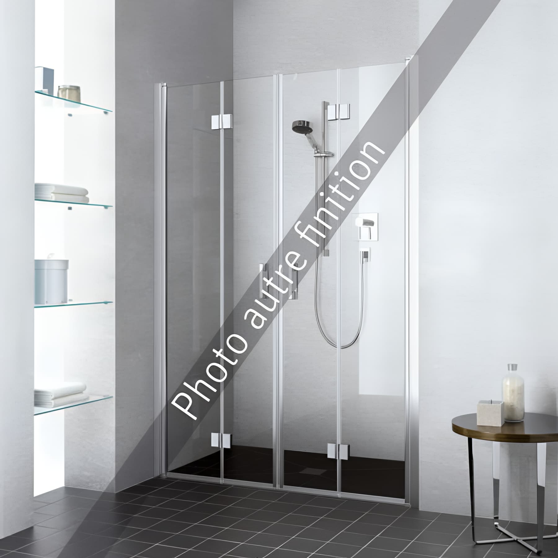 Paroi de douche pivotante repliable largeur 123 cm hauteur 200 cm argent finition mat verre clair clean
