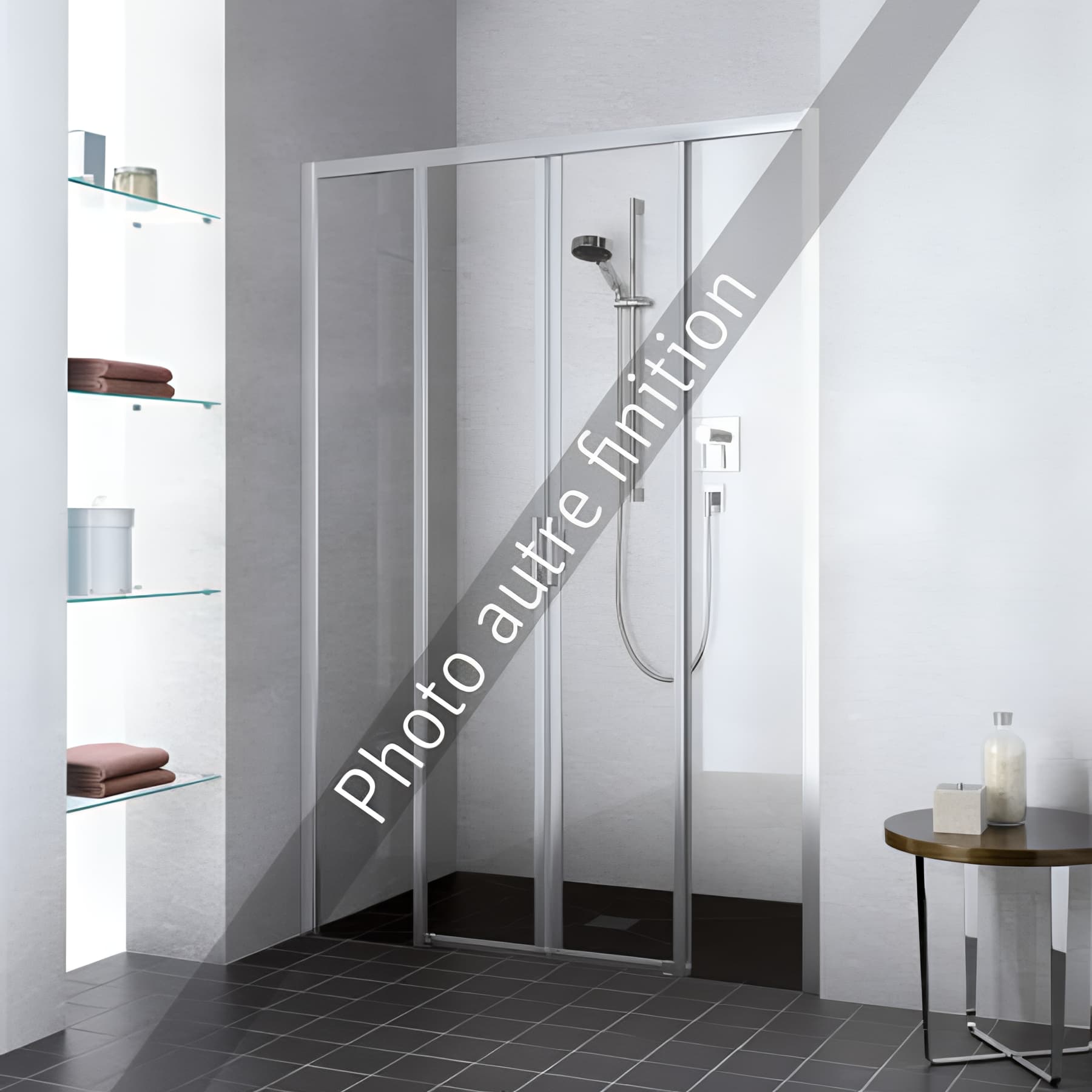 Paroi de douche coulissante largeur 125 cm hauteur 200 cm argent finition mat verre clair clean