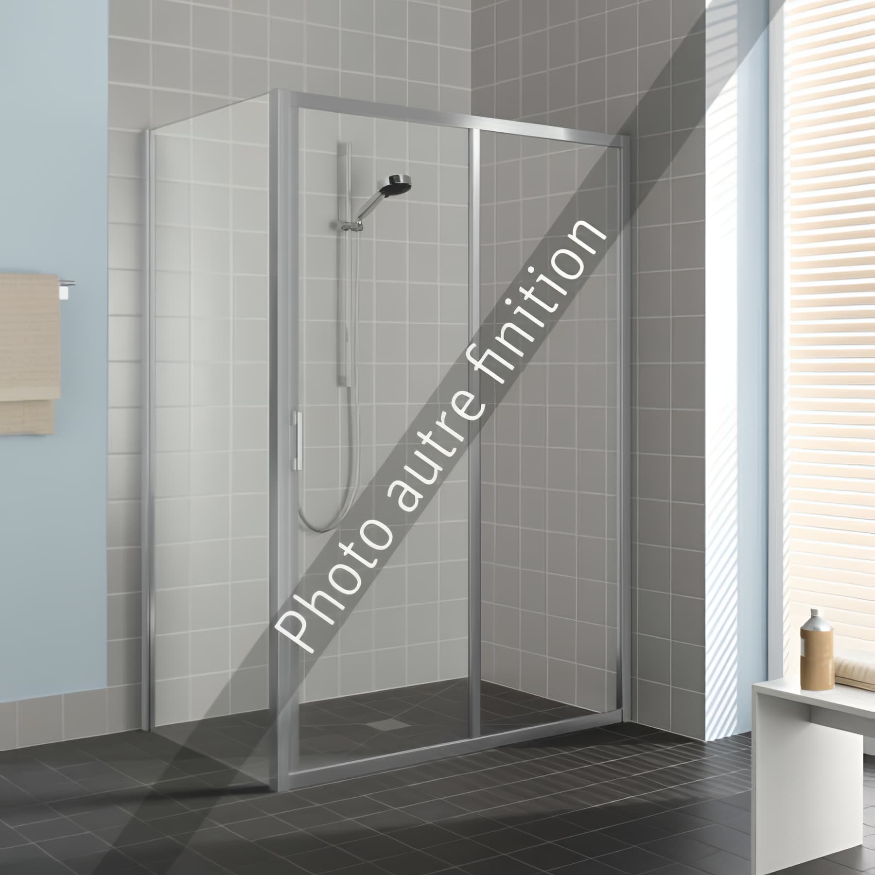 Paroi de douche coulissante largeur 155 cm hauteur 200 cm profilé argent poli verre clair clean