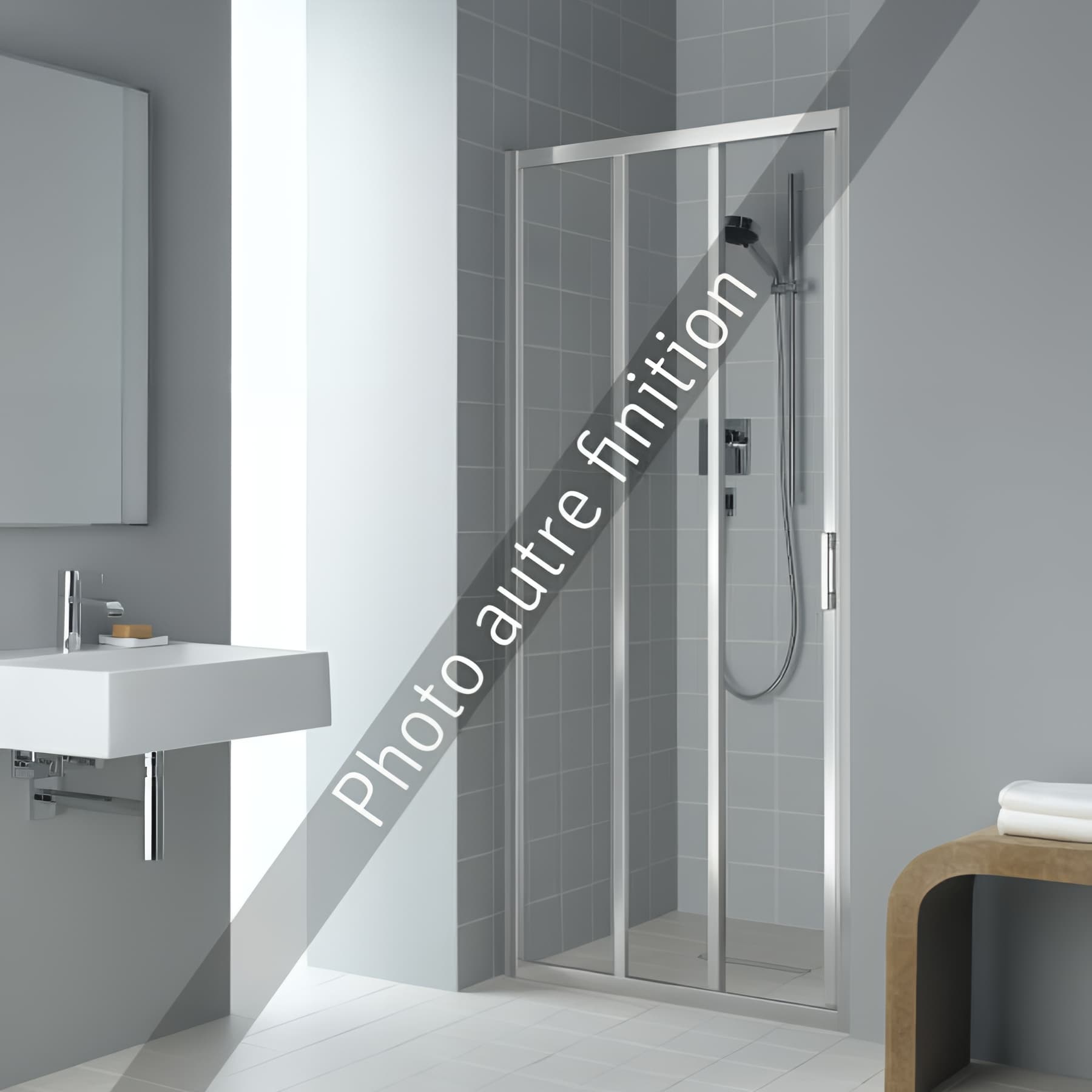 Paroi de douche coulissante largeur 120 cm hauteur 200 cm argent finition mat verre clair