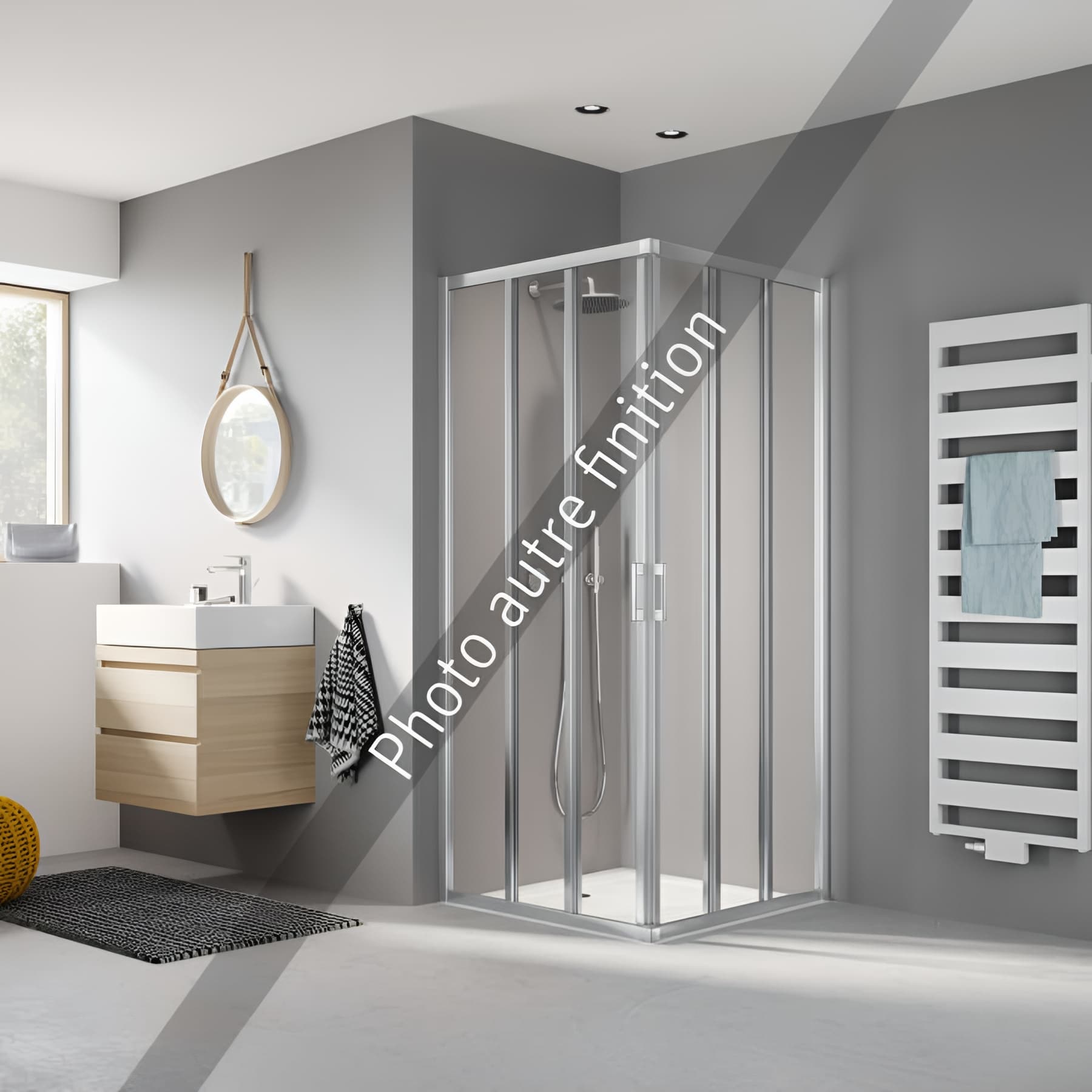 Demi paroi de douche angle coulissant largeur 75cm hauteur 200 cm profilé argent poli verre clair