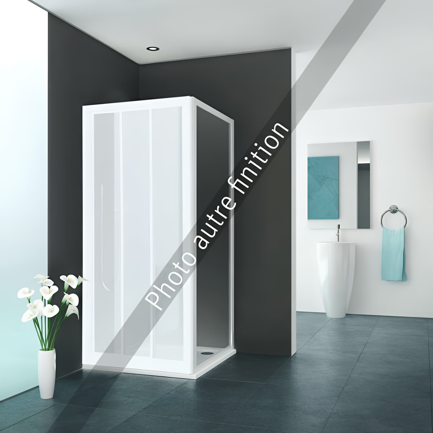 Paroi de douche fixe largeur 23cm hauteur 1,90m profilé argent poli verre clair clean