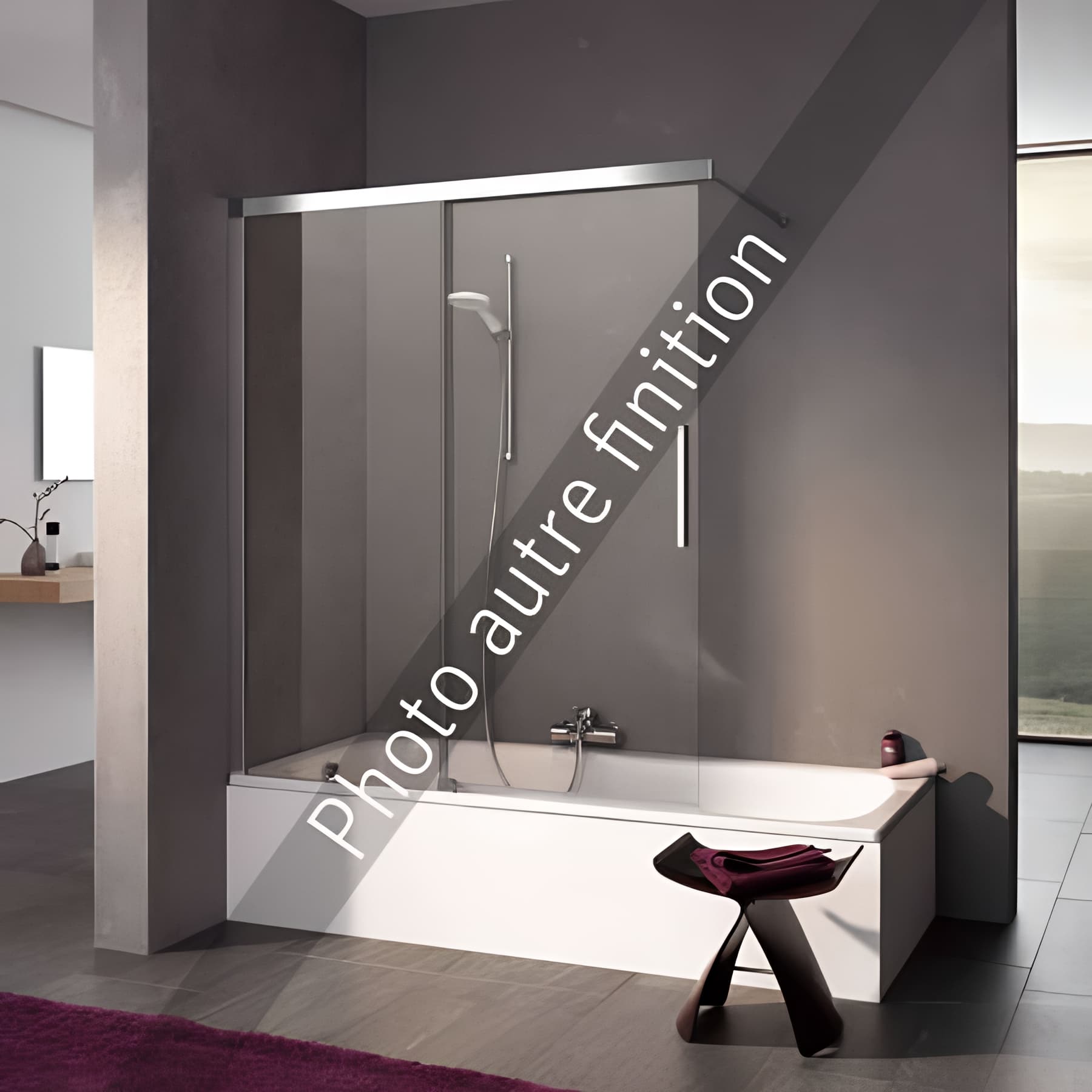 Pare bain largeur 100 cm hauteur 150 cm profilé noir soft verre clair