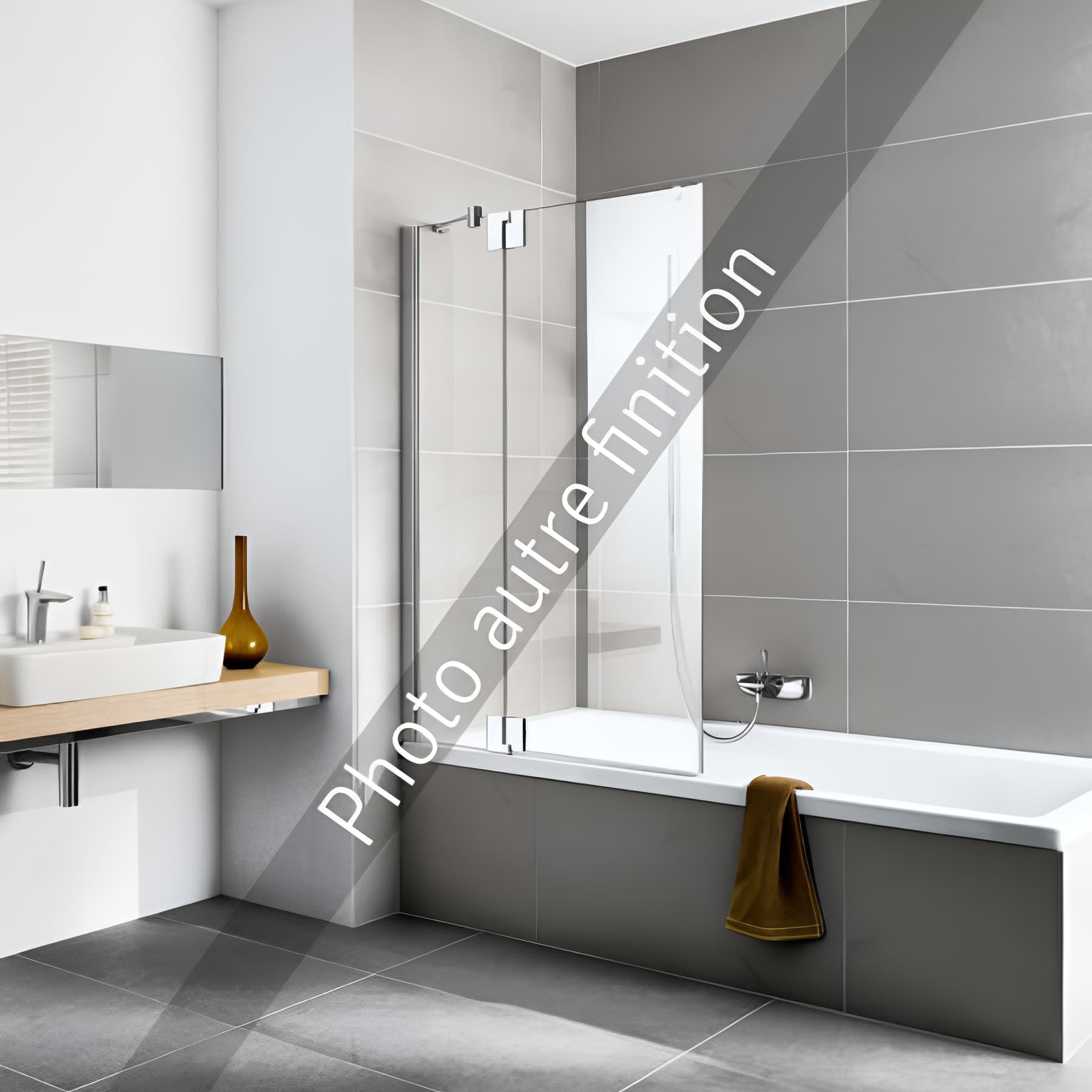 Pare bain largeur 100 cm hauteur 150 cm argent finition mat verre clair