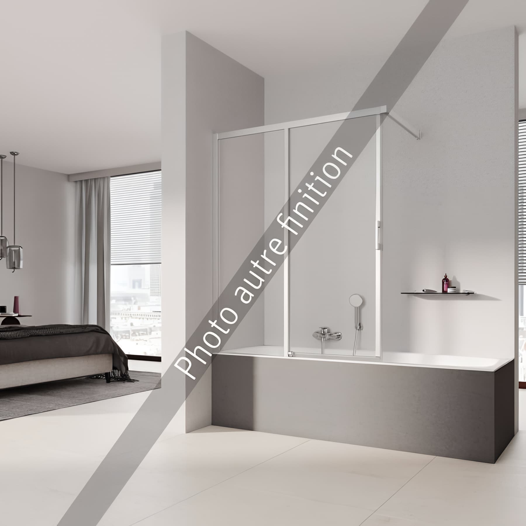 Pare bain coulissant largeur 120 cm hauteur 150 cm argent finition mat verre clair clean