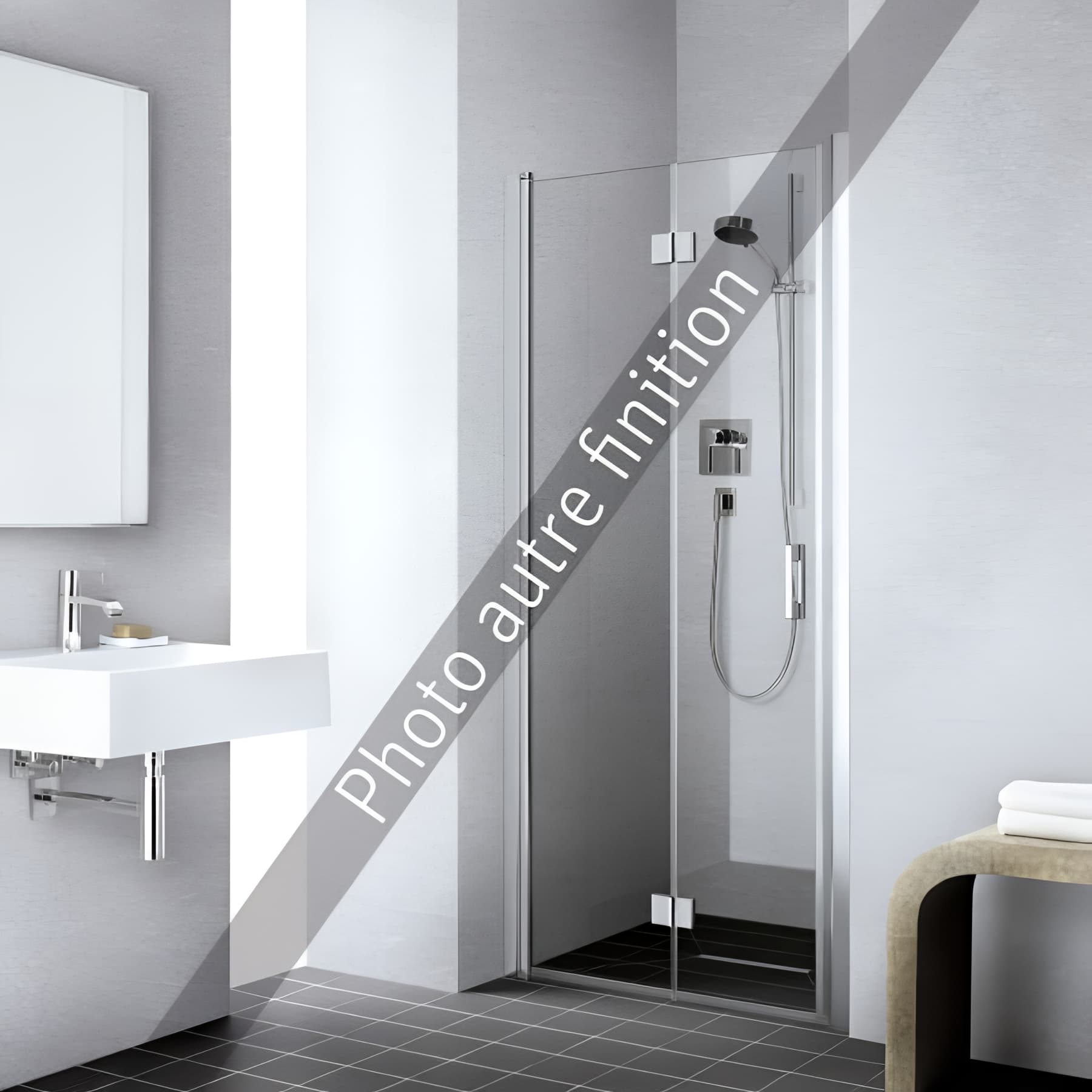 Paroi de douche pivotante repliable largeur 93cm hauteur 200 cm profilé argent poli verre clair clean