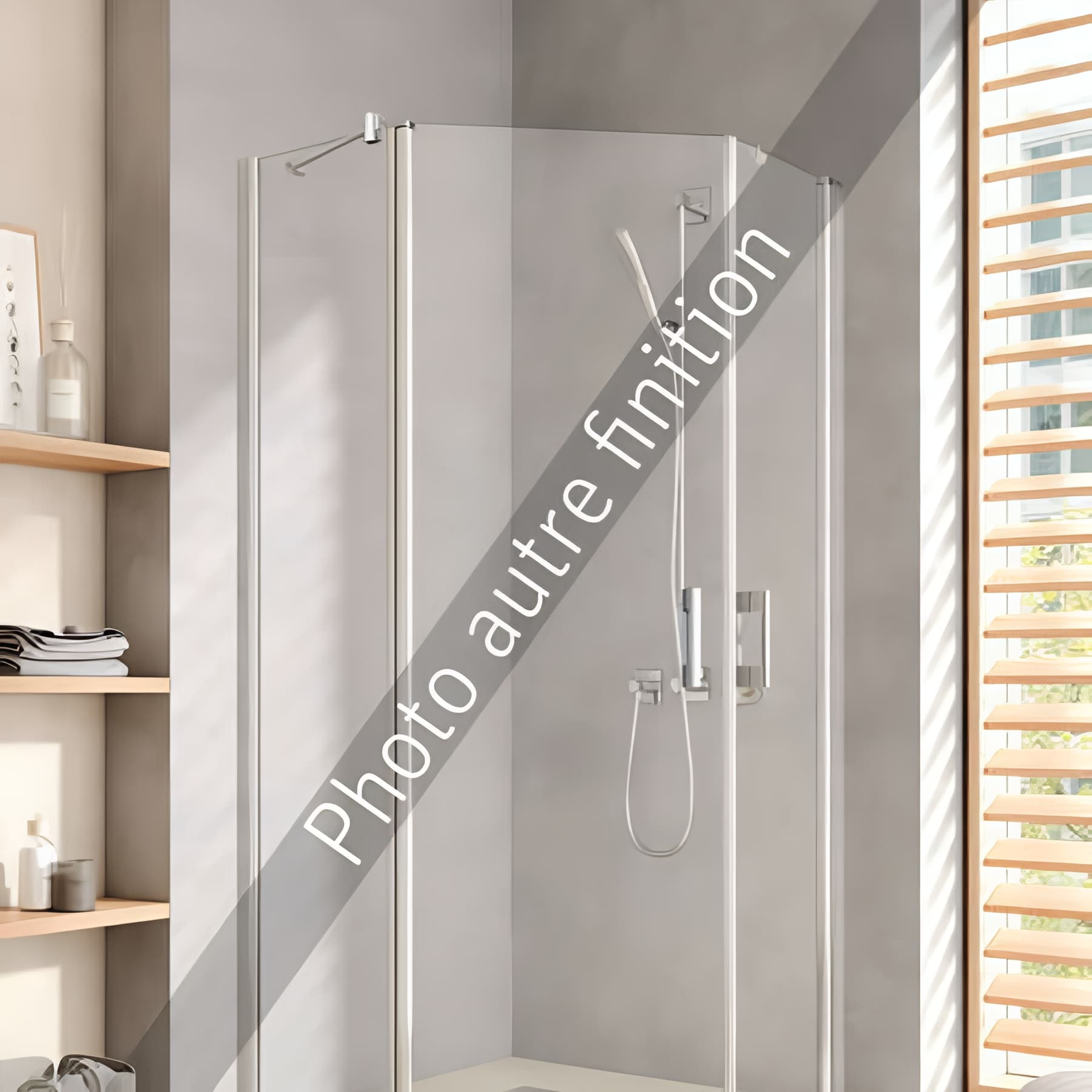 Paroi de douche pentagonale pivotante largeur 90cm hauteur 200 cm profilé argent poli verre décor diamant clean