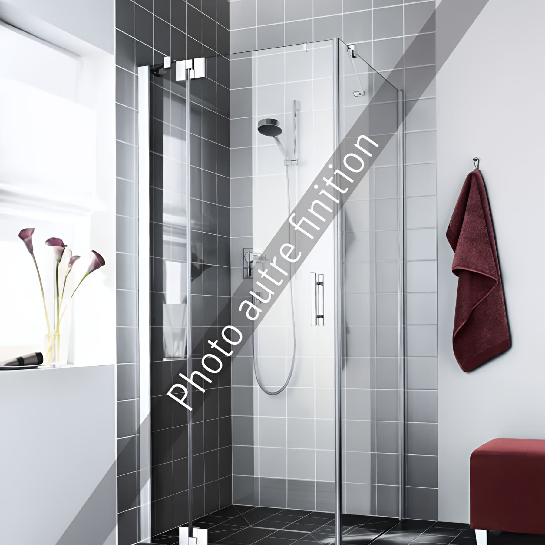 Paroi de douche pivotante largeur 75cm hauteur 200 cm profilé argent poli verre teinté gris