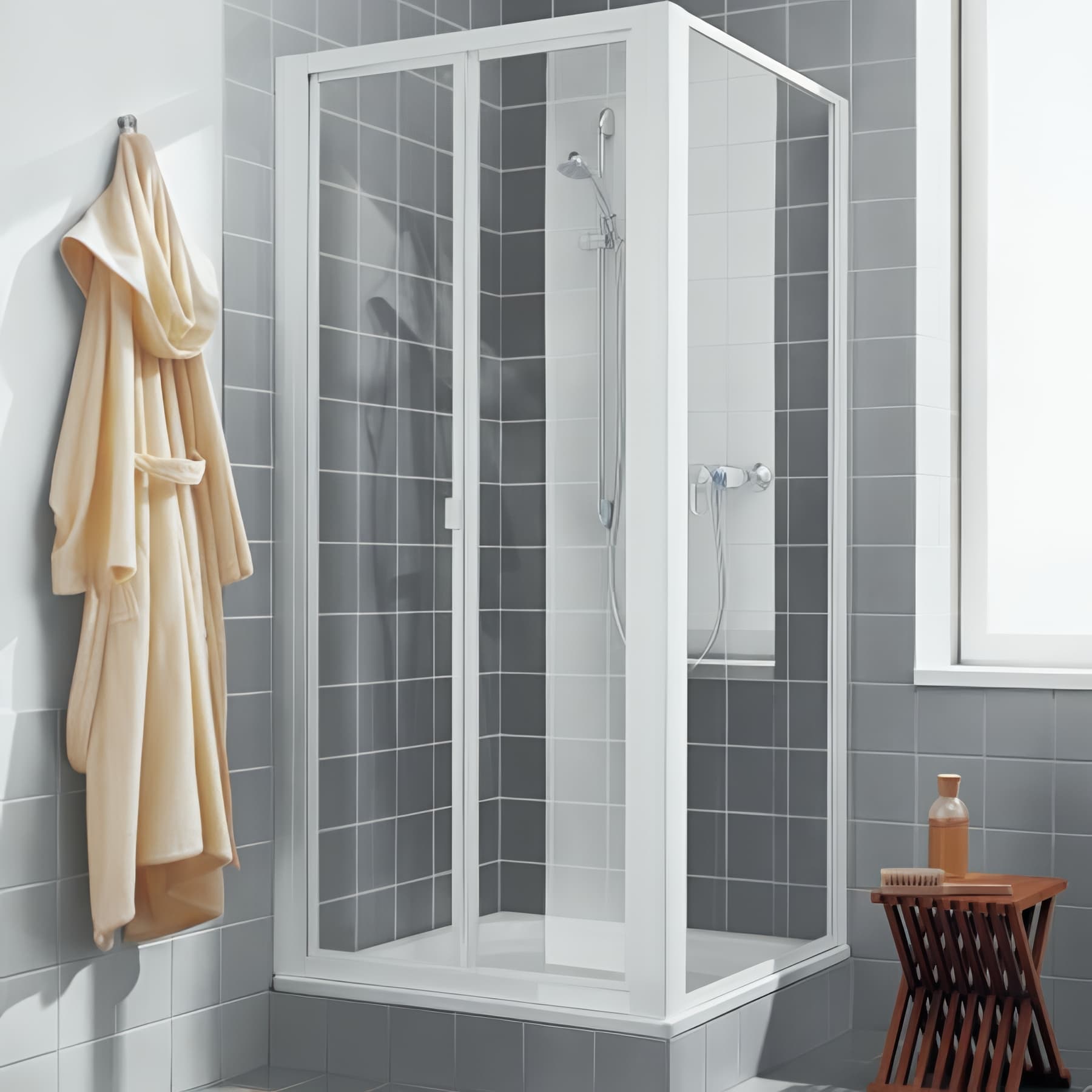 Paroi de douche repliable largeur 70cm hauteur 1,90m blanc verre clair