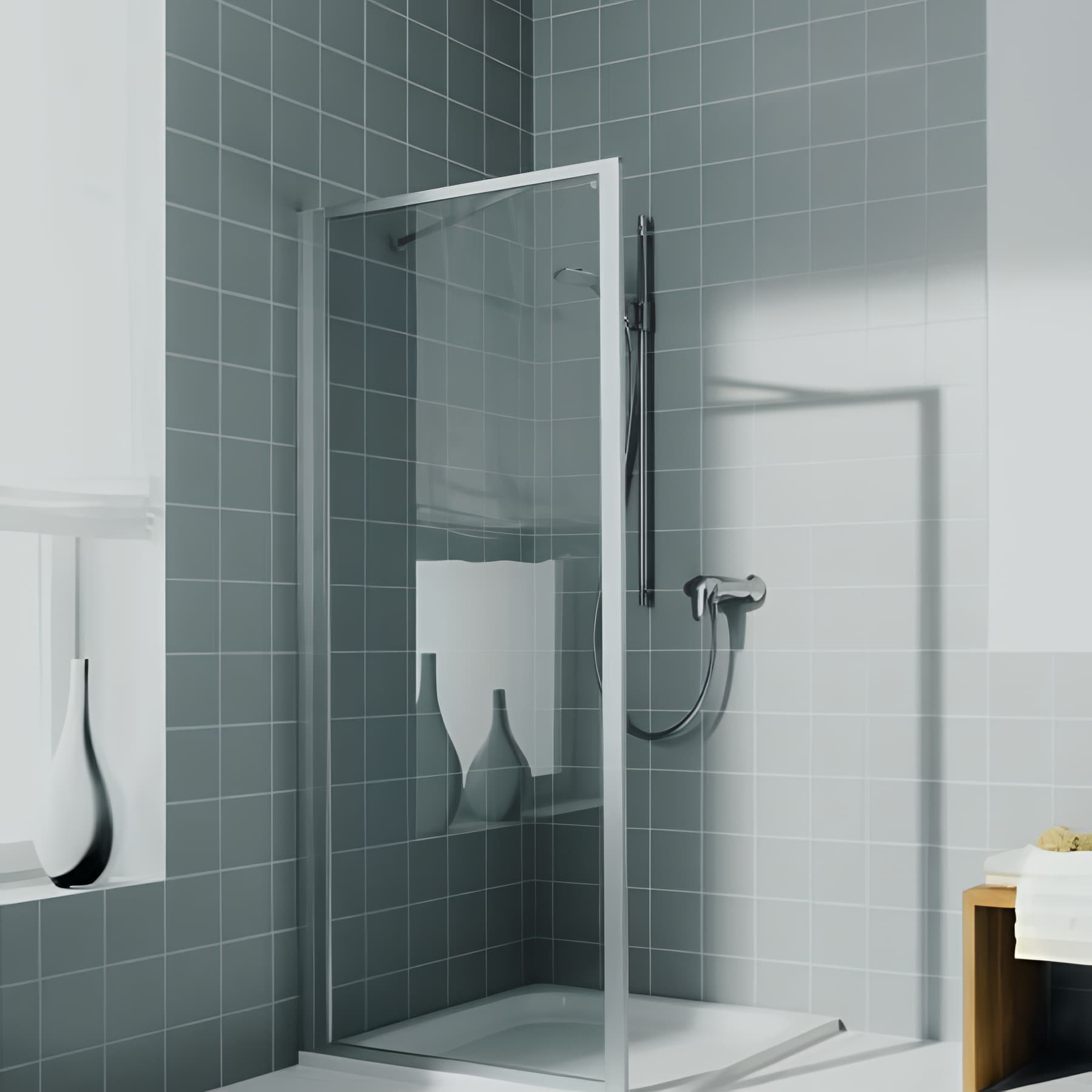 Paroi de douche fixe largeur 90cm hauteur 1,90m profilé argent poli verre clair