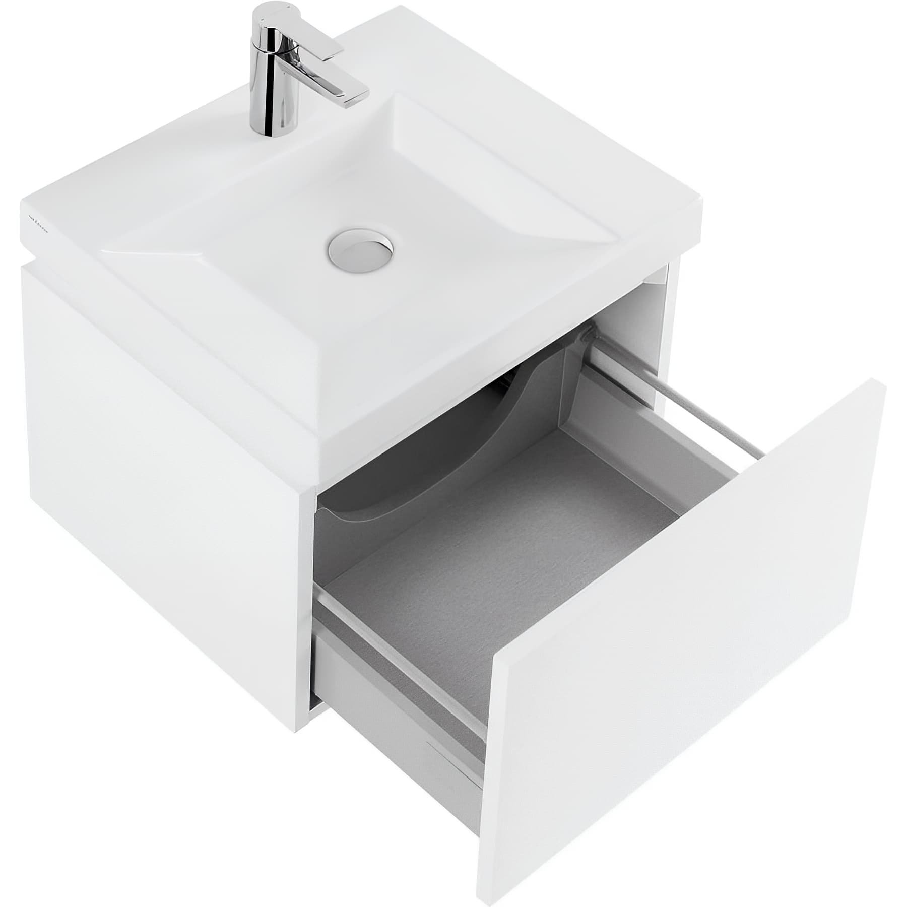 Meuble de salle de bains suspendu blanc 1 tiroir blanc SANINDUSA Vista pour Vasque Vista 50 (vasque, mitigeur et vidage non inclus)
