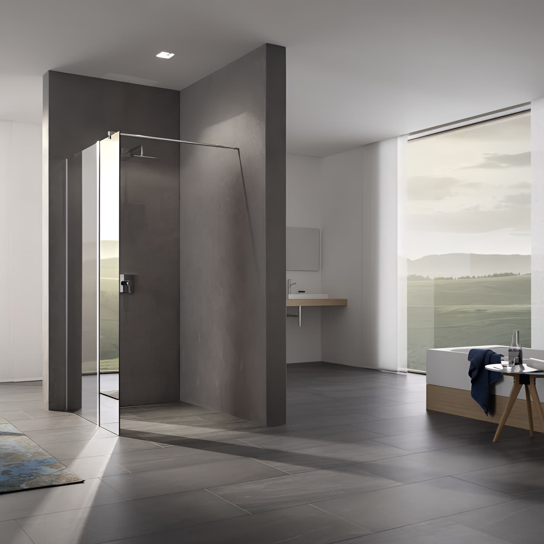Paroi de douche walk-in-SHOWER largeur 30cm hauteur 200 cm profilé argent poli verre miroir