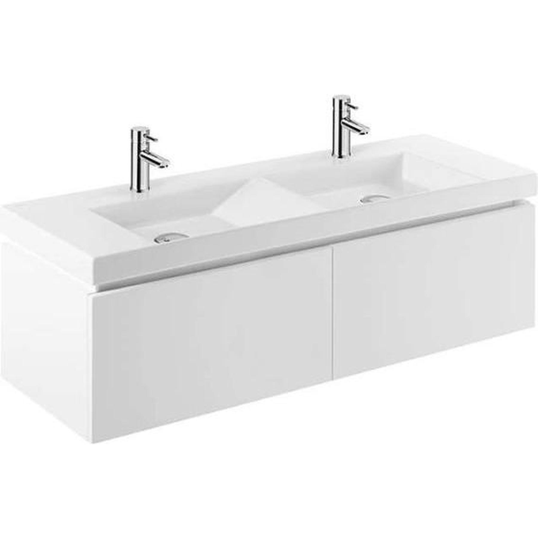 Meuble salle de bains suspendu Vista pour Vasque 120 avec 2 tiroirs couleur blanc    