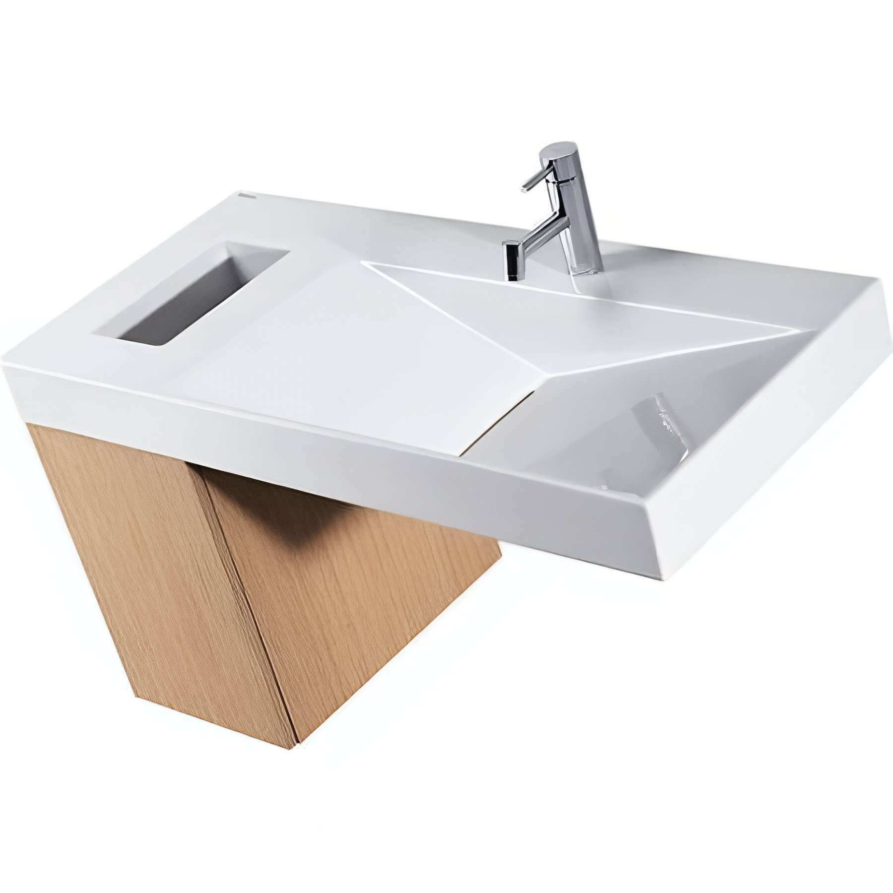 Meuble de salle de bains couleur chêne avec corbeille pour lavabo SANINDUSA Flux (vasque et mitigeur non inclus)