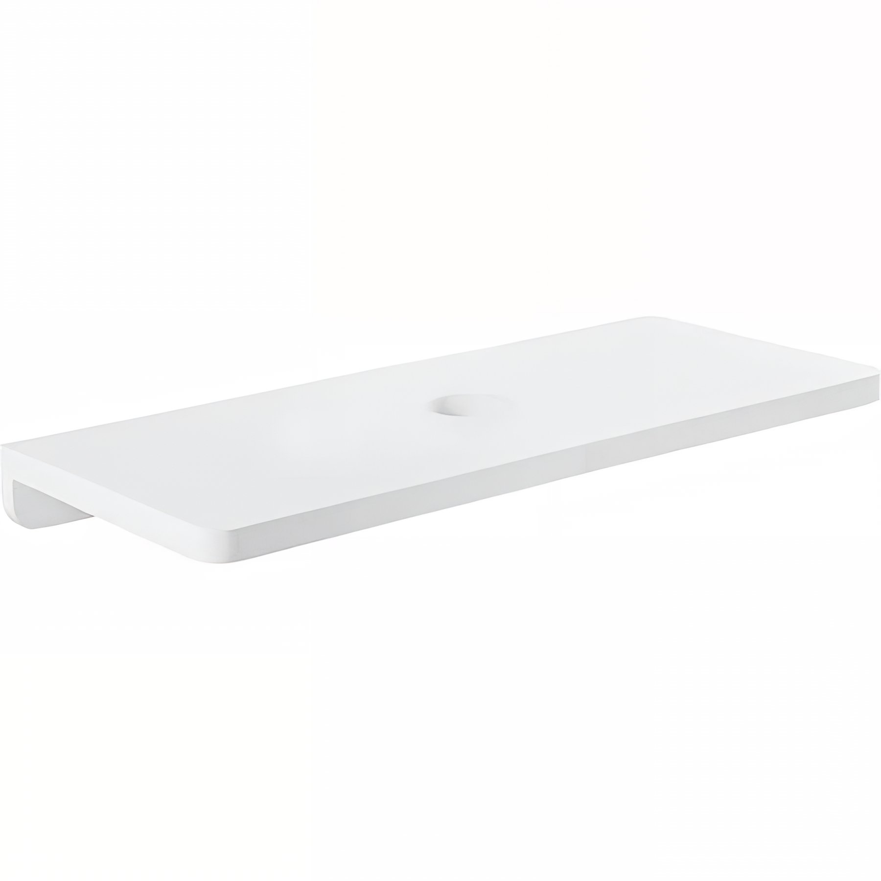 Plan de toilette blanc pour vasque ou lavabo à poser 80x50 avec trou central de bonde d'évacuation pré-percé SANINDUSA Emma 80 blanc