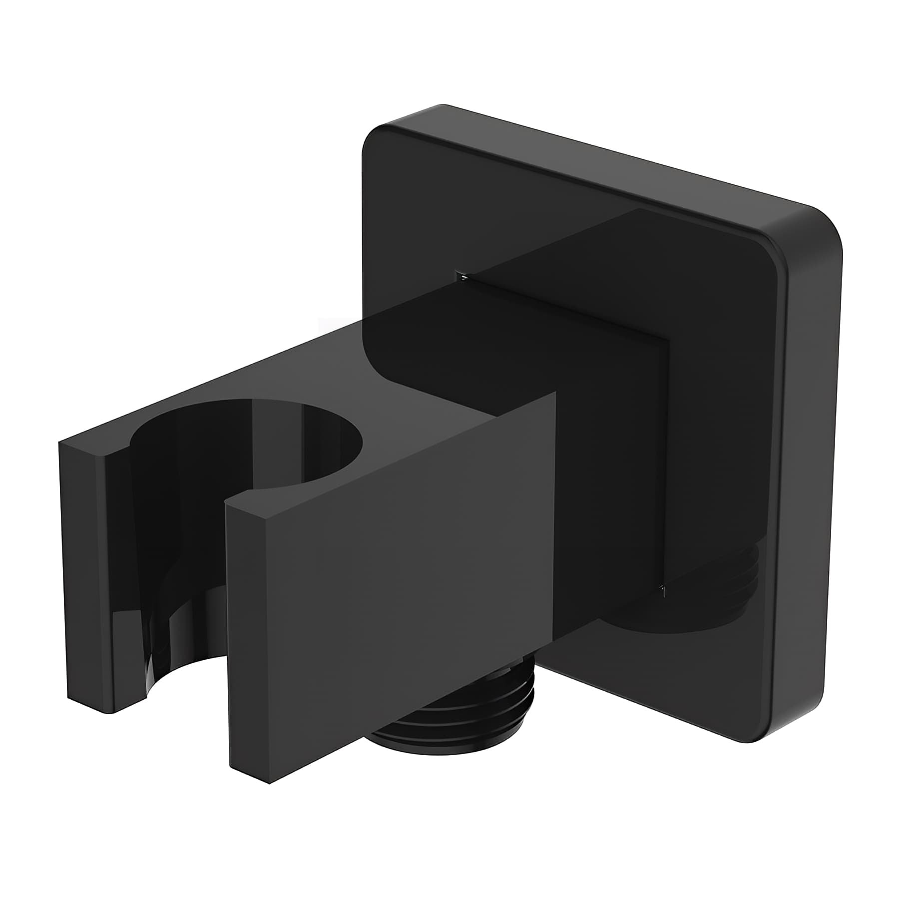 Sortie de fleXible murale laiton avec support CLEVER Gamme PRO modèle SQUARE couleur noir