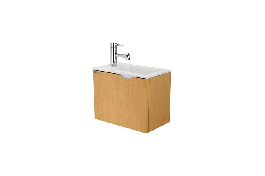 Meuble suspendu pour lave-mains 1 porte SANINDUSA Alicante 40x25 hauteur 33cm couleur hêtre (lave-mains et mitigeur non inclus)