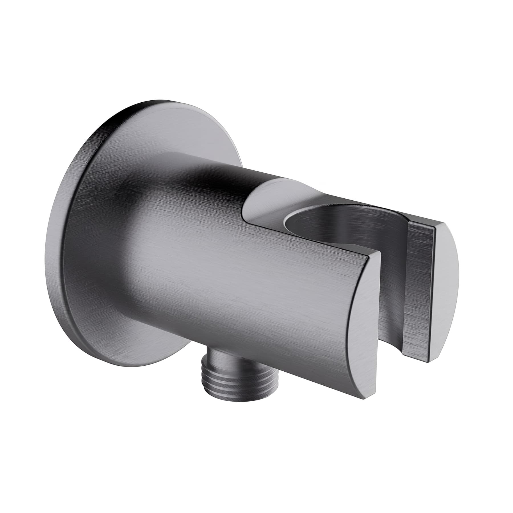 Sortie de fleXible murale laiton avec support CLEVER Gamme PRO modèle ROUND couleur GUN METAL