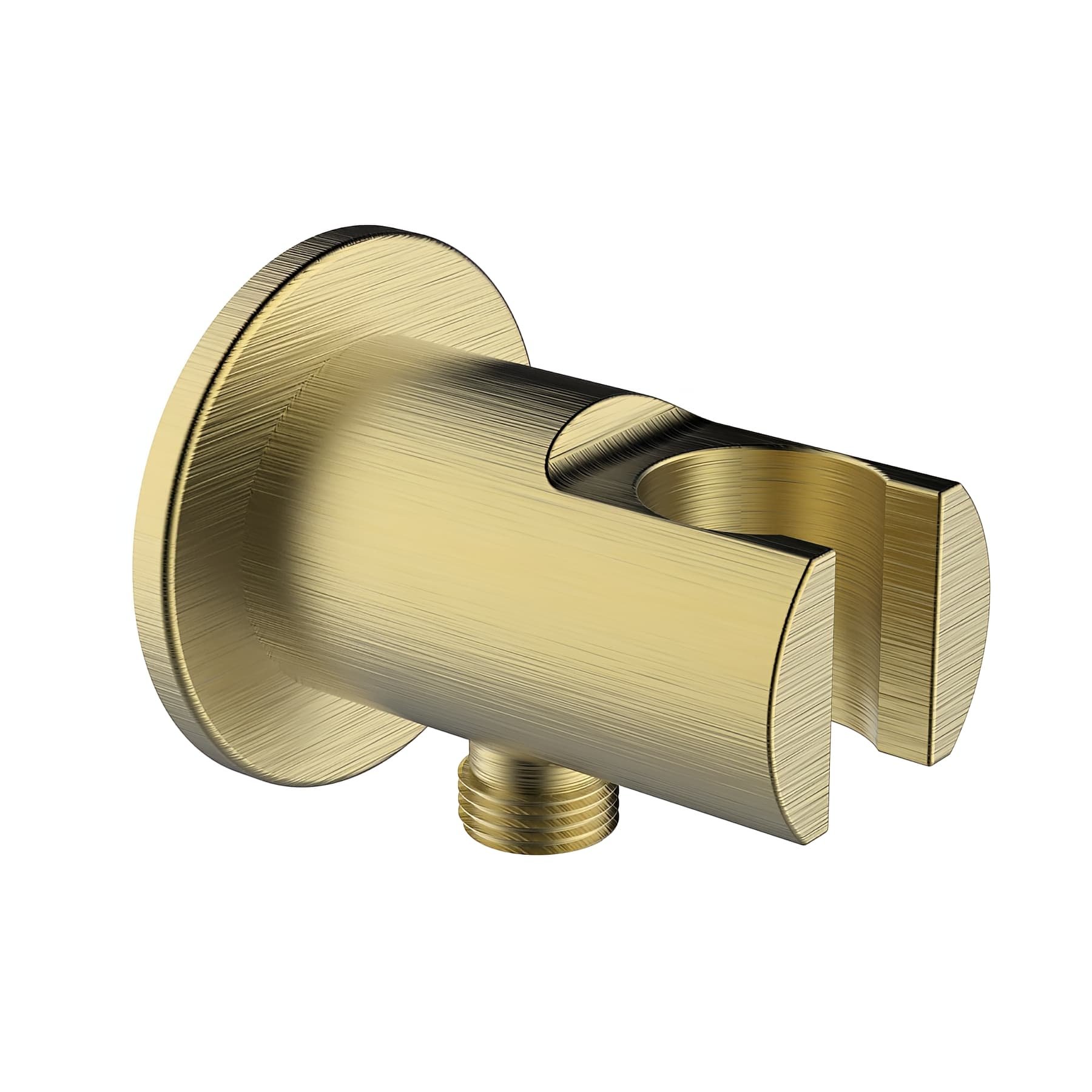 Sortie de fleXible murale laiton avec support CLEVER Gamme PRO modèle ROUND couleur BRUSHED GOLD