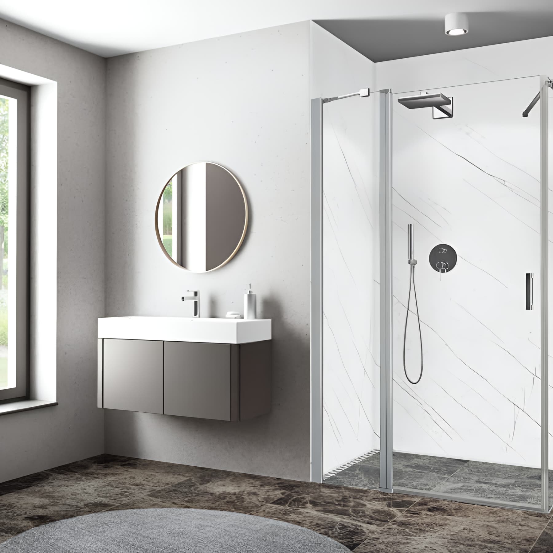 Paroi de douche pivotante largeur 90cm hauteur 200 cm profilé argent poli verre clair clean