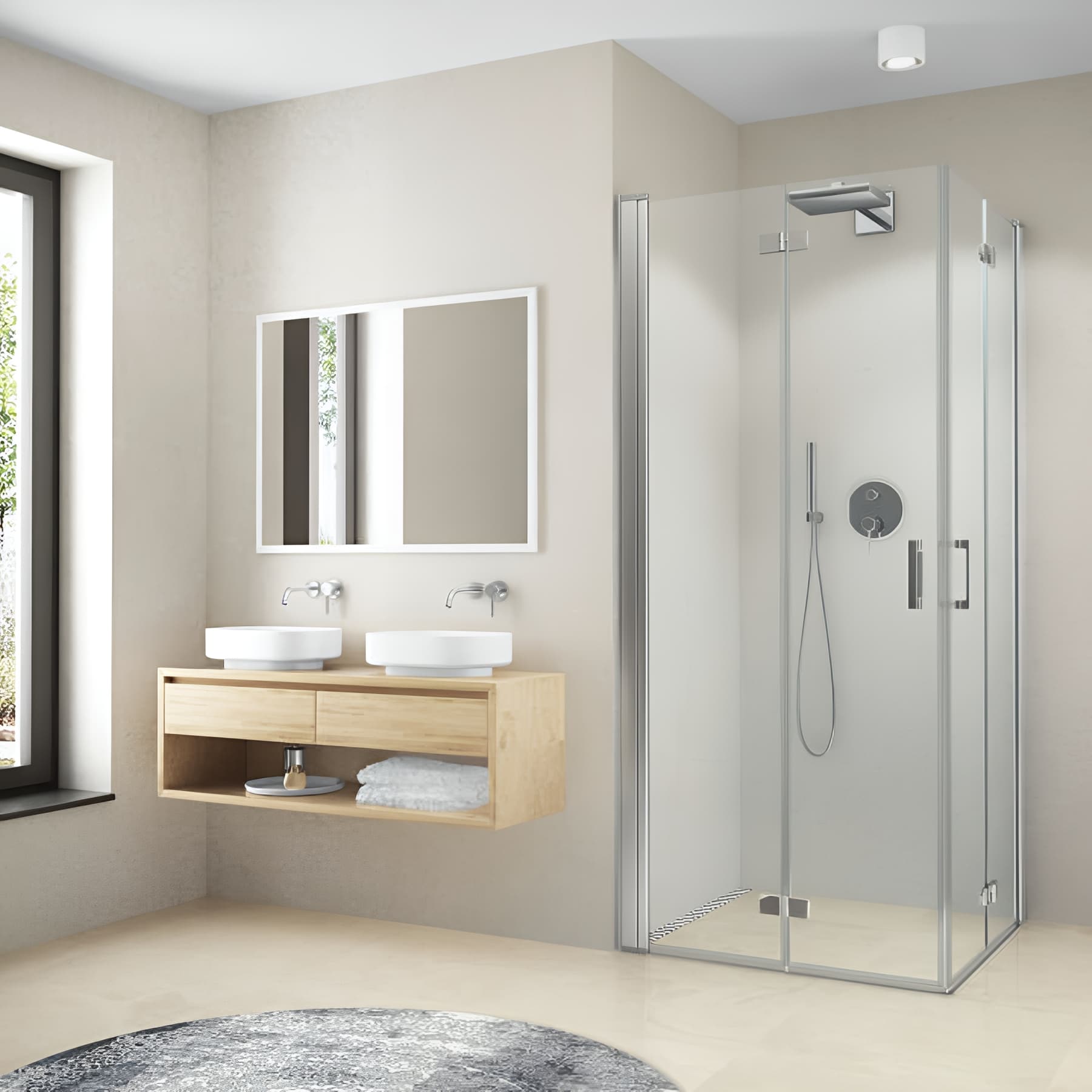 Paroi de douche pivotante repliable largeur 80cm hauteur 200 cm profilé argent poli verre clair clean