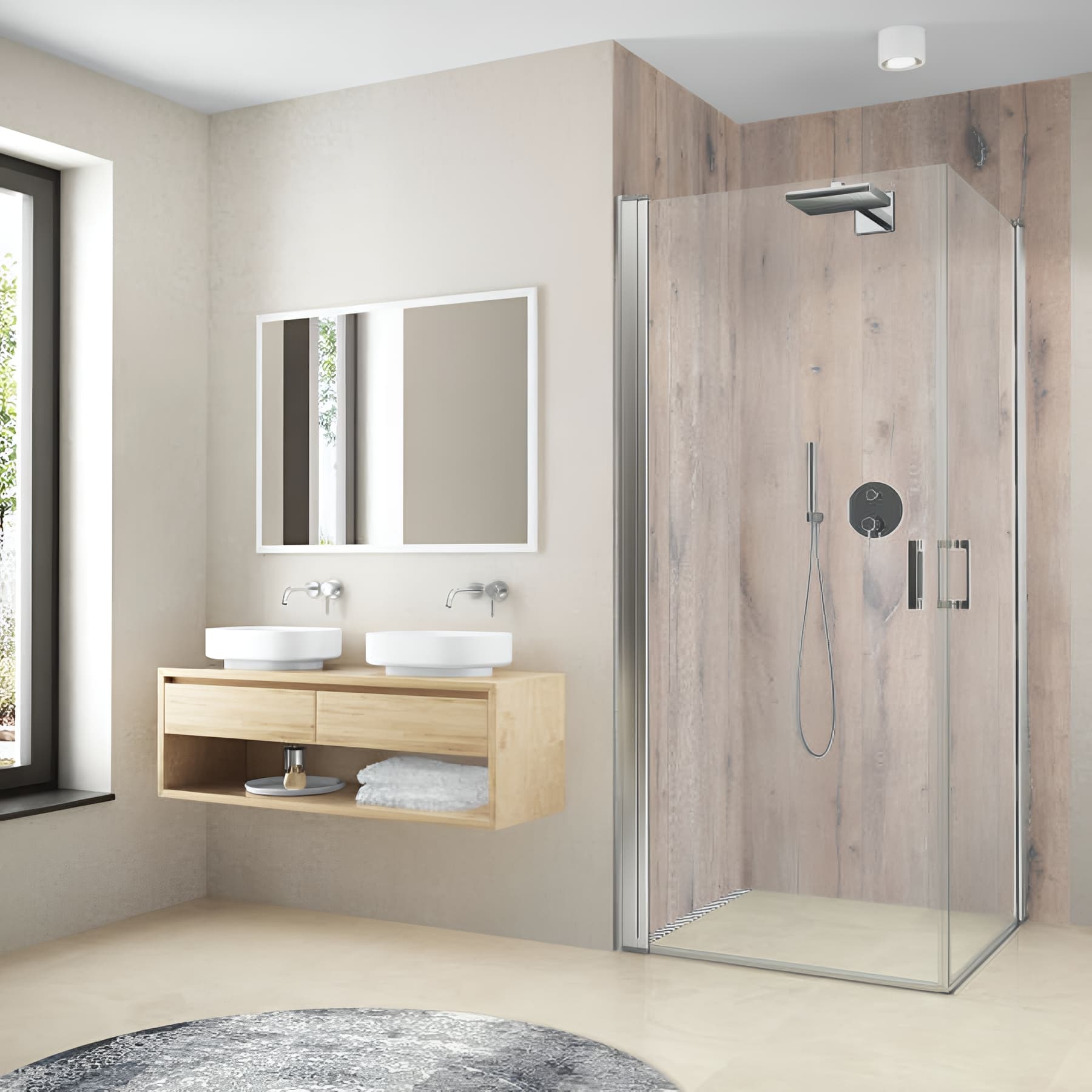 Paroi de douche pivotante largeur 75cm hauteur 200 cm profilé argent poli verre clair clean