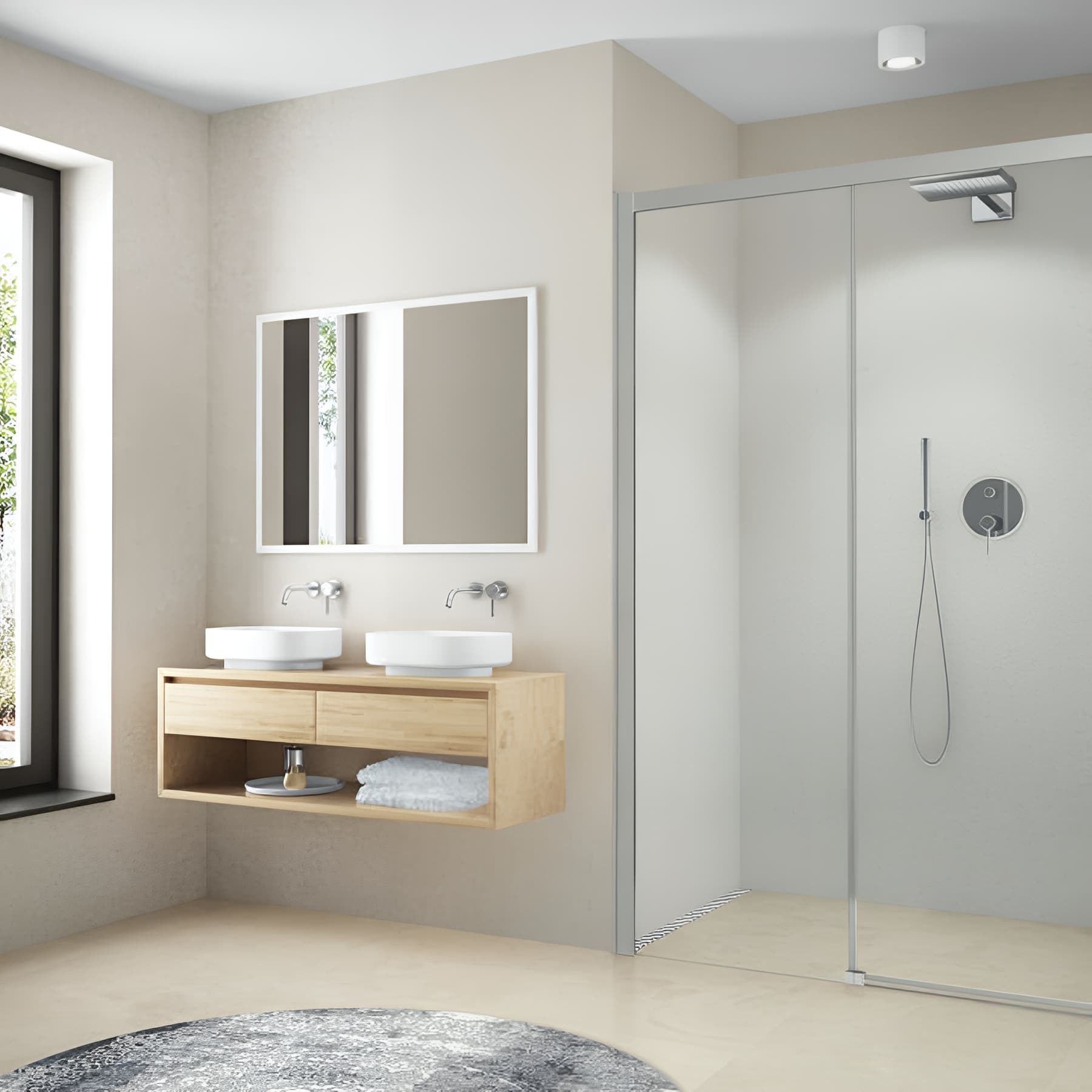 Paroi de douche coulissante largeur 140 cm hauteur 200 cm profilé argent poli verre clair clean