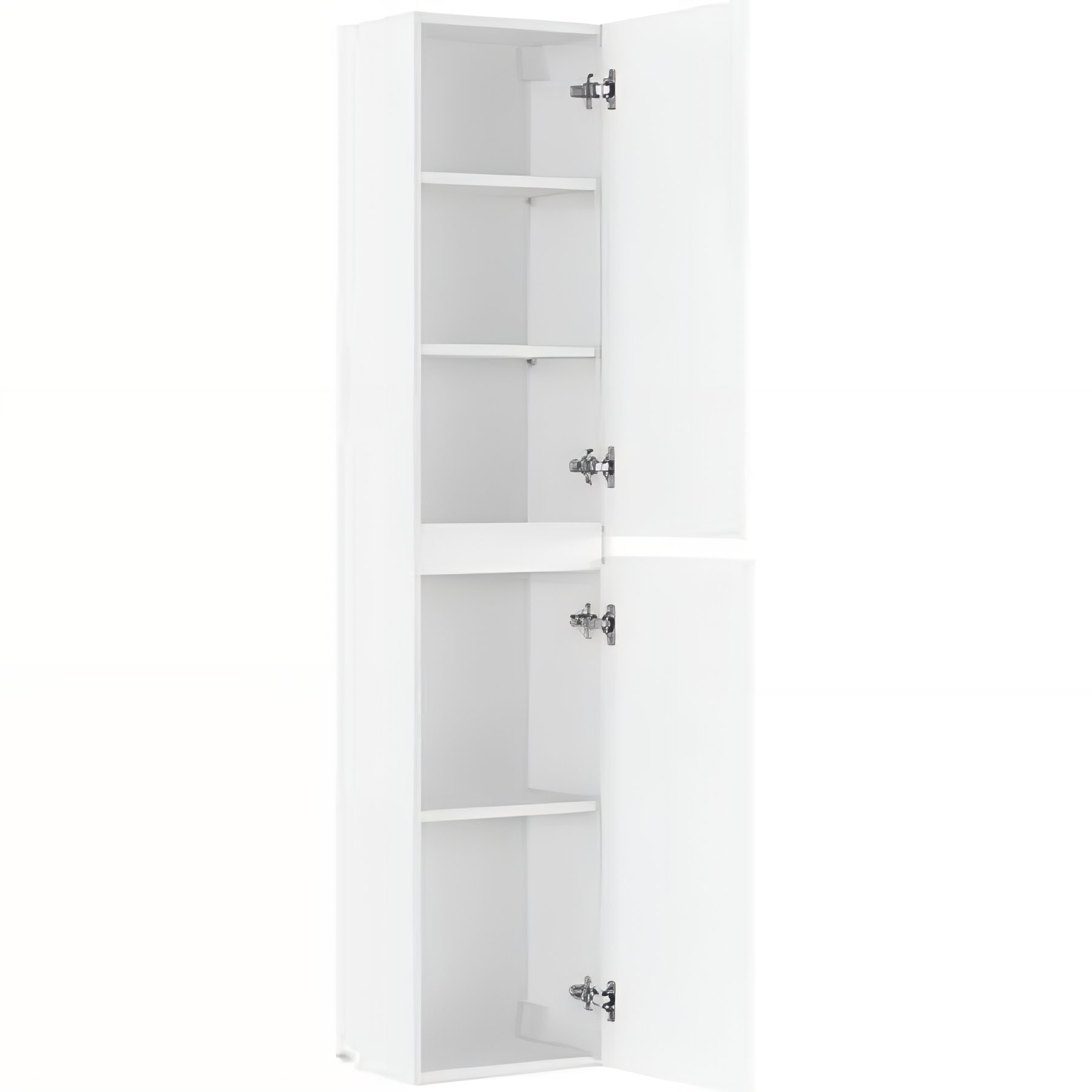 Meuble colonne de salle de bains suspendue réversible 2 portes à fermeture ralenties SANINDUSA Look blanc