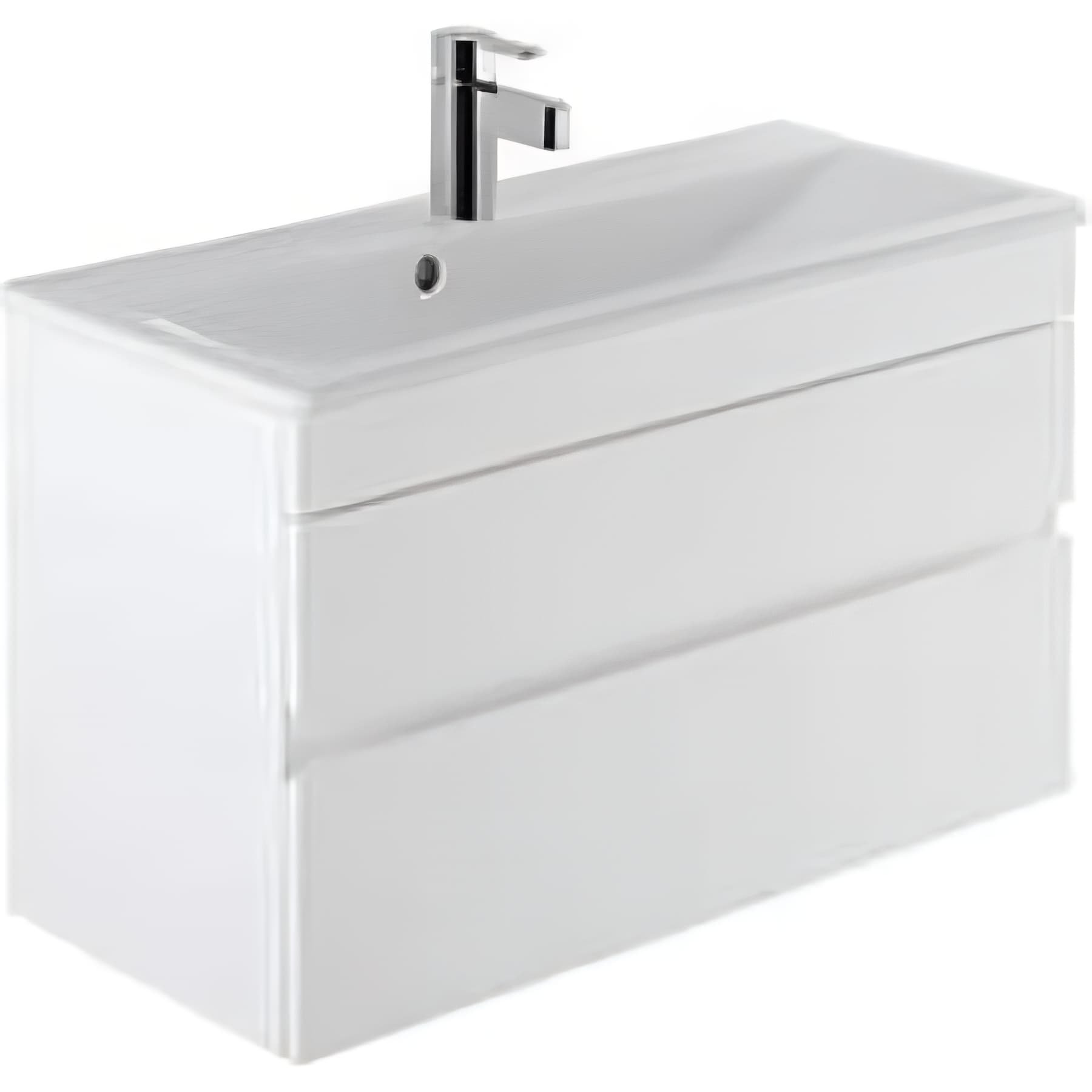 Meuble salle de bains suspendu 83x46 SANINDUSA Look 2 tiroirs à fermetures ralentis blanc (vasque Look en option non inclus)