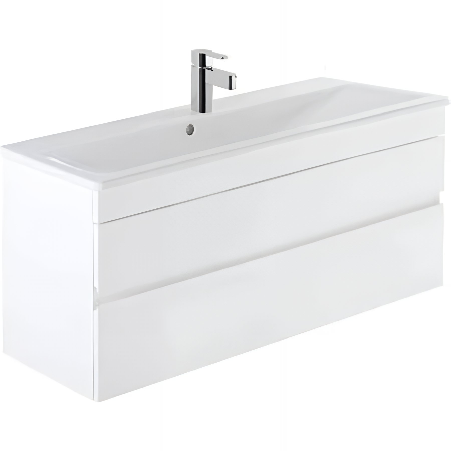 Meuble salle de bains suspendu 80x36 SANINDUSA Look 2 tiroirs à fermetures ralentis blanc (vasque Look en option non inclus)