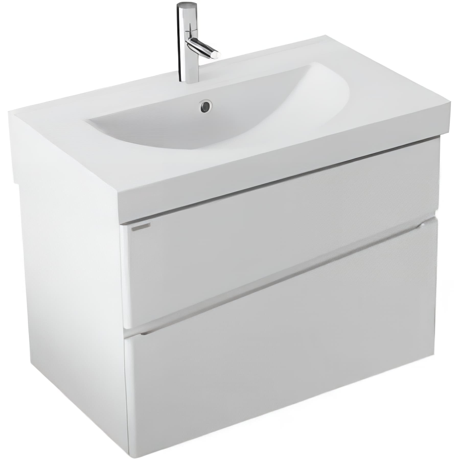 Meuble salle de bains suspendu 65x47 SANINDUSA Urb.Y 2 tiroirs à fermetures ralentis blanc (vasque Urb.Y en option non inclus)