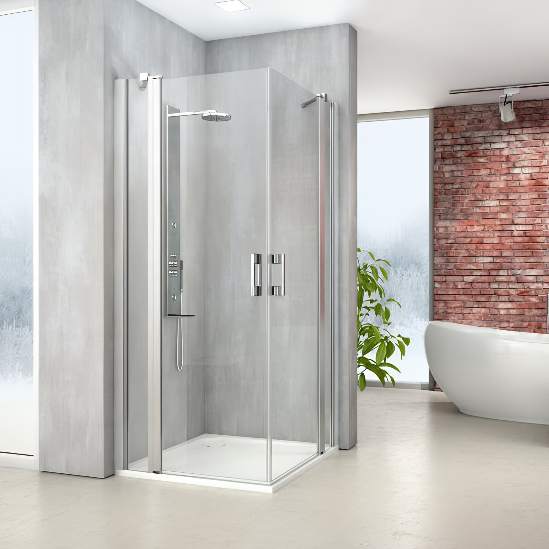 Paroi de douche pivotante largeur 110 cm hauteur 200 cm profilé argent poli verre clair clean