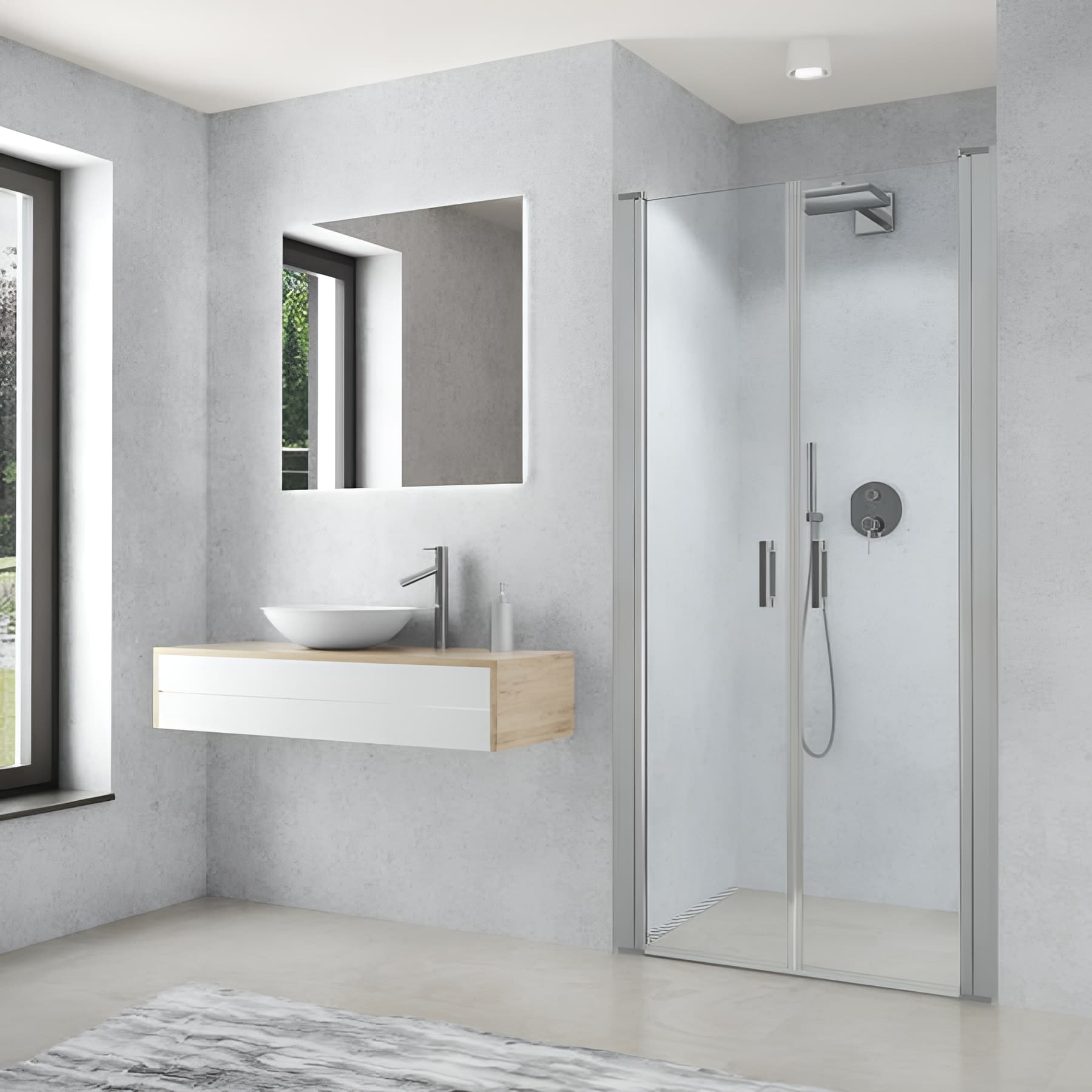 Paroi de douche 2 battants largeur 70cm hauteur 200 cm profilé argent poli verre clair clean