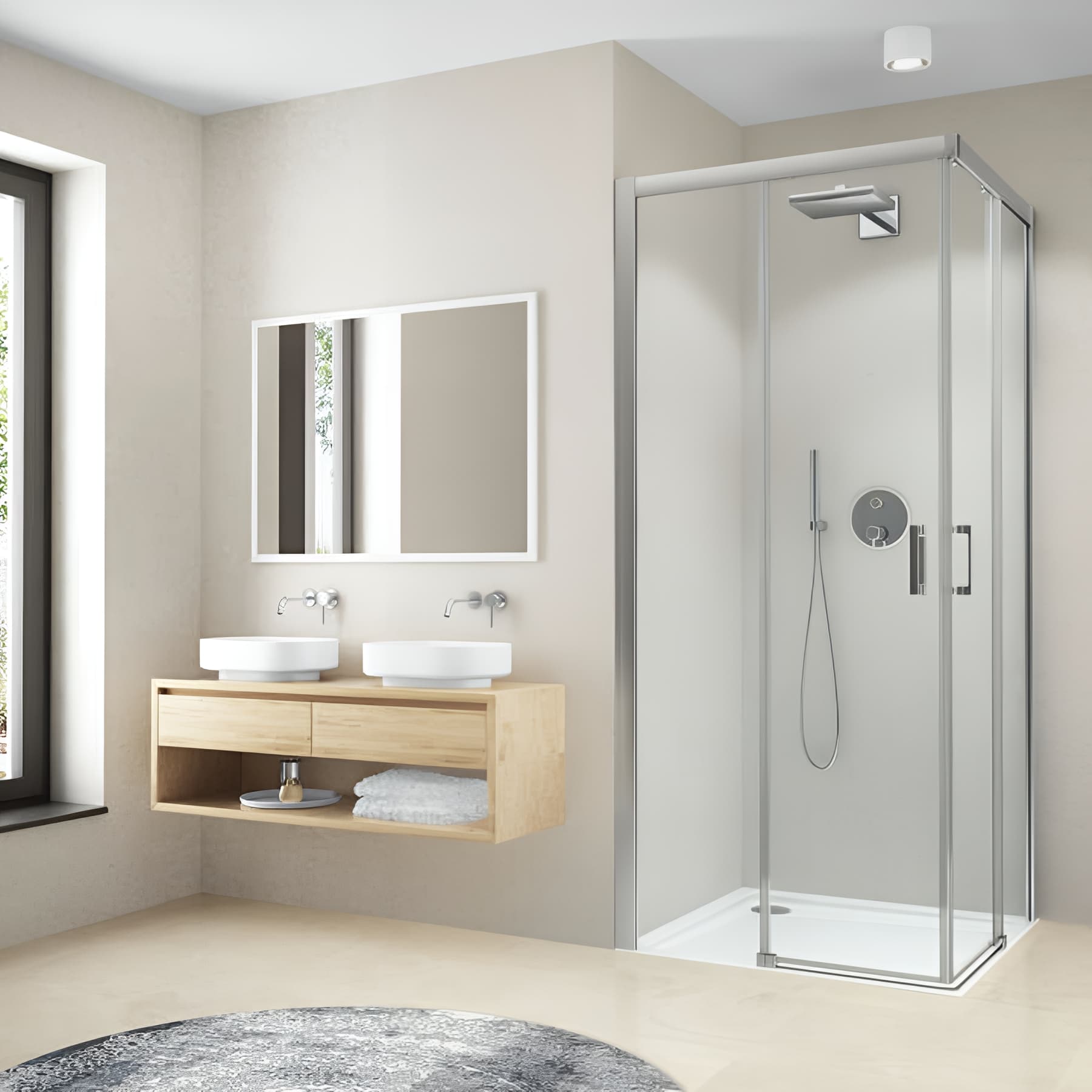 Demi paroi de douche angle coulissante largeur 80cm hauteur 200 cm profilé argent poli verre clair clean