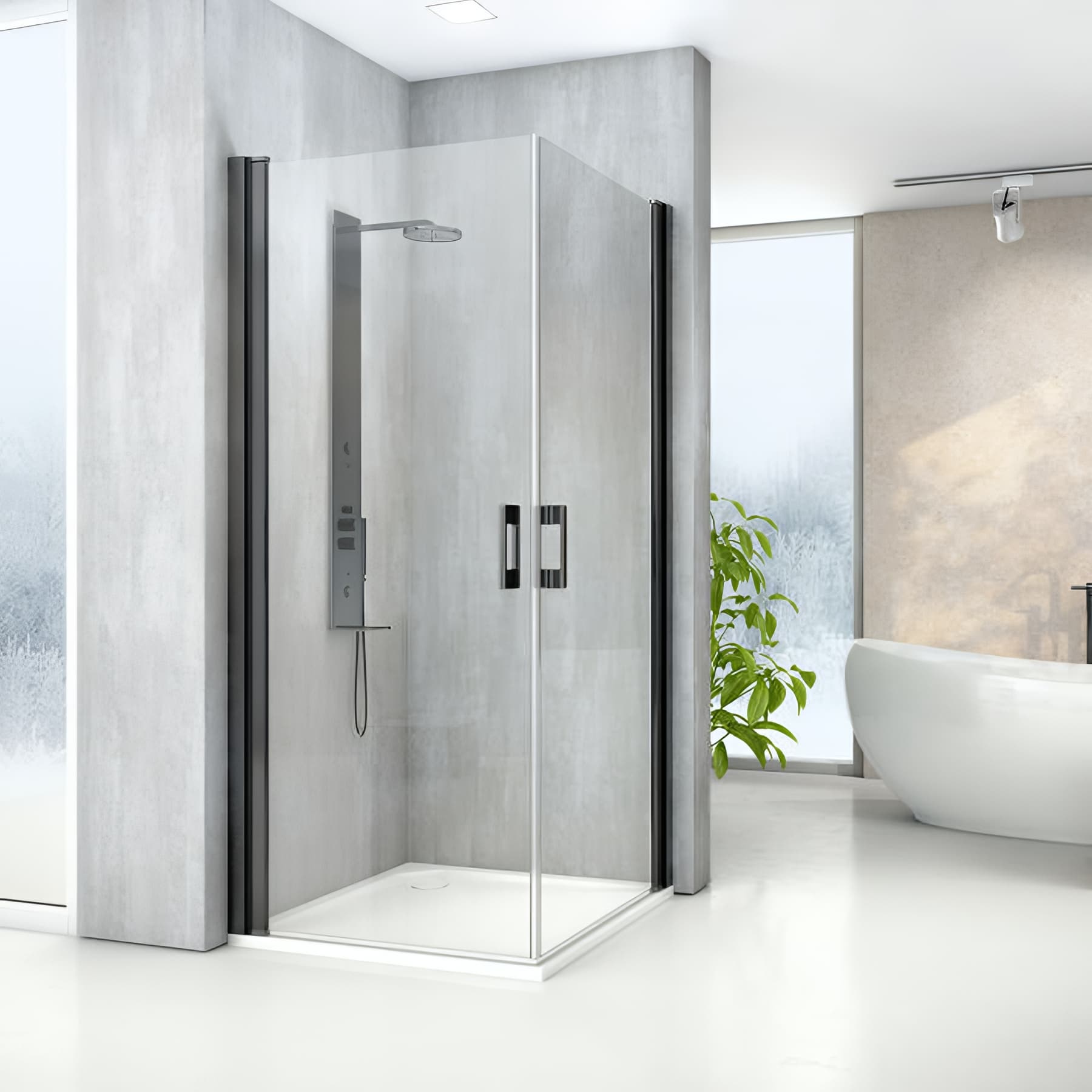 Paroi de douche pivotante largeur 70cm hauteur 200 cm profilé noir verre clair clean