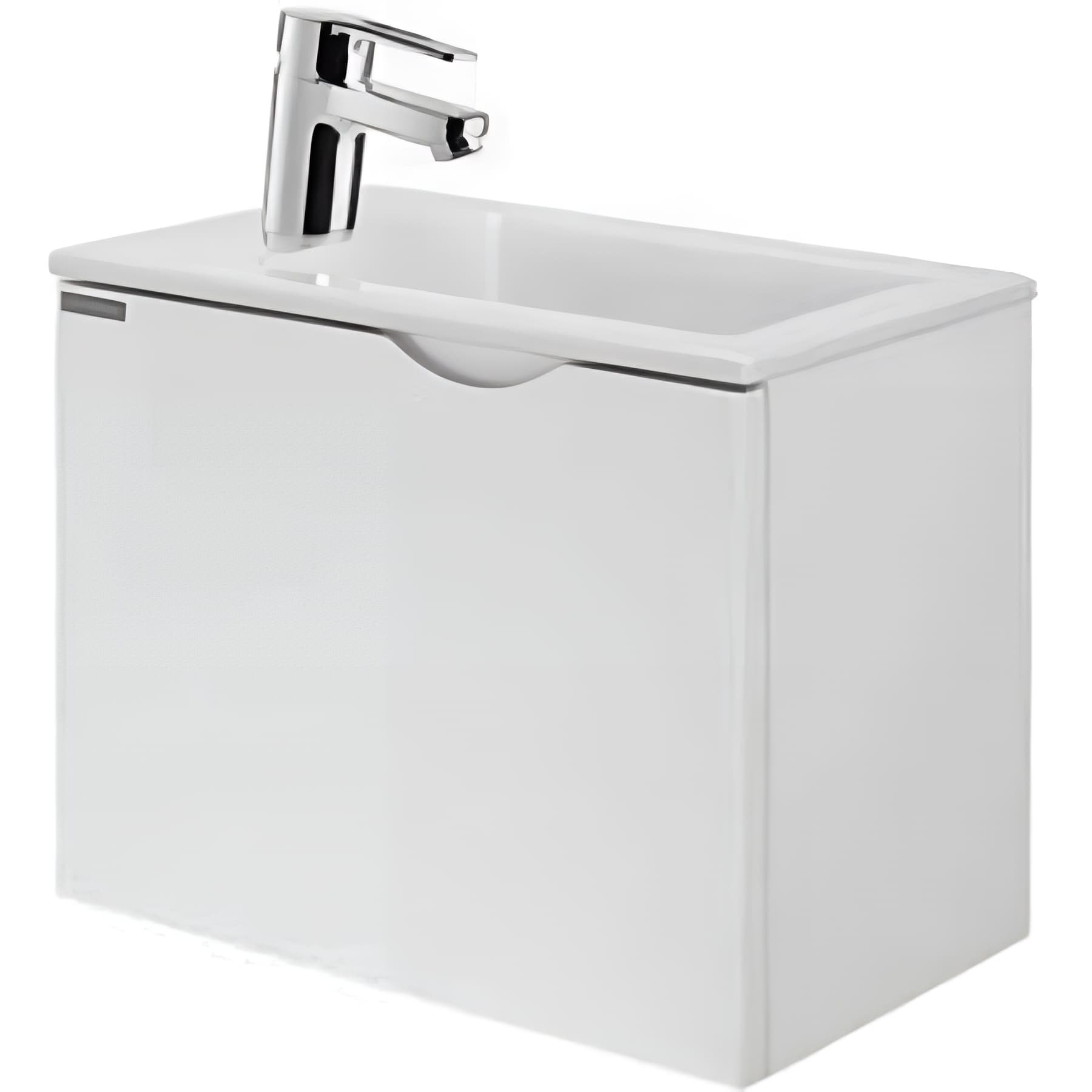 Ensemble lave-main de WC avec meuble gain de place comprenant : meuble+vasque+mitigeur+vidage SANINDUSA Alicante 41 blanc
