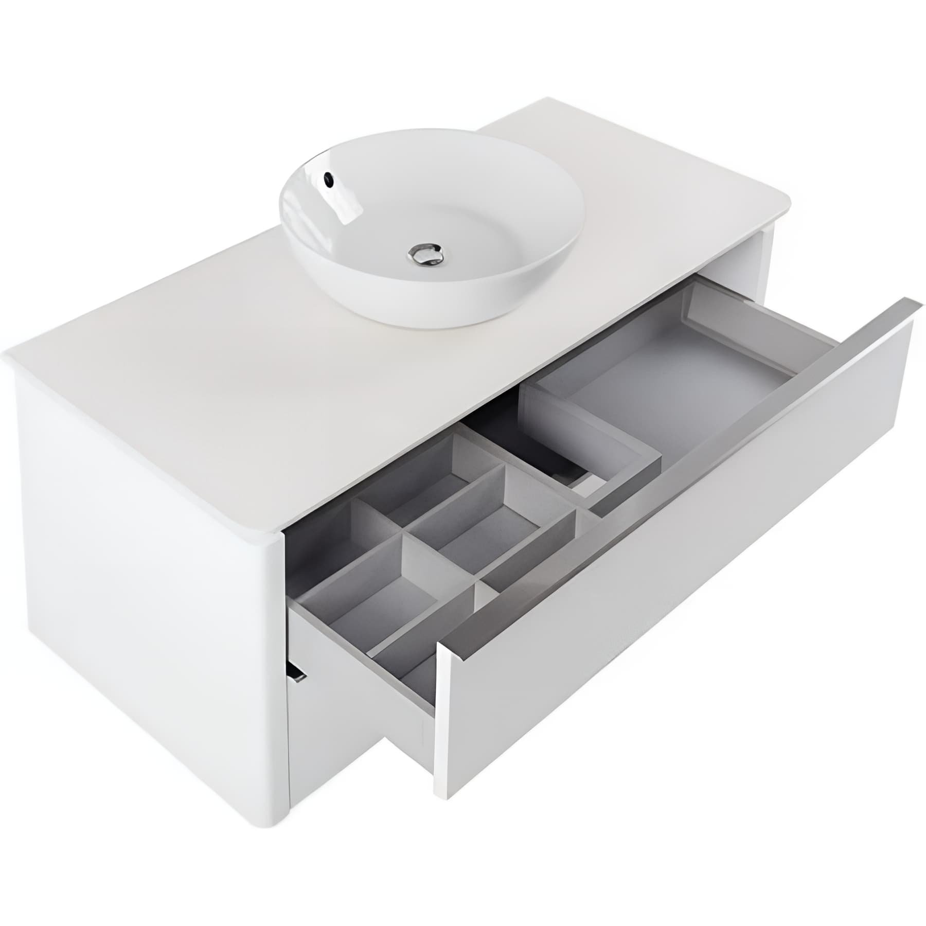 Meuble salle de bains suspendu blanc SANINDUSA Sanlife 100 plan percé pour vidage de vasque à poser (vasque non inclus)