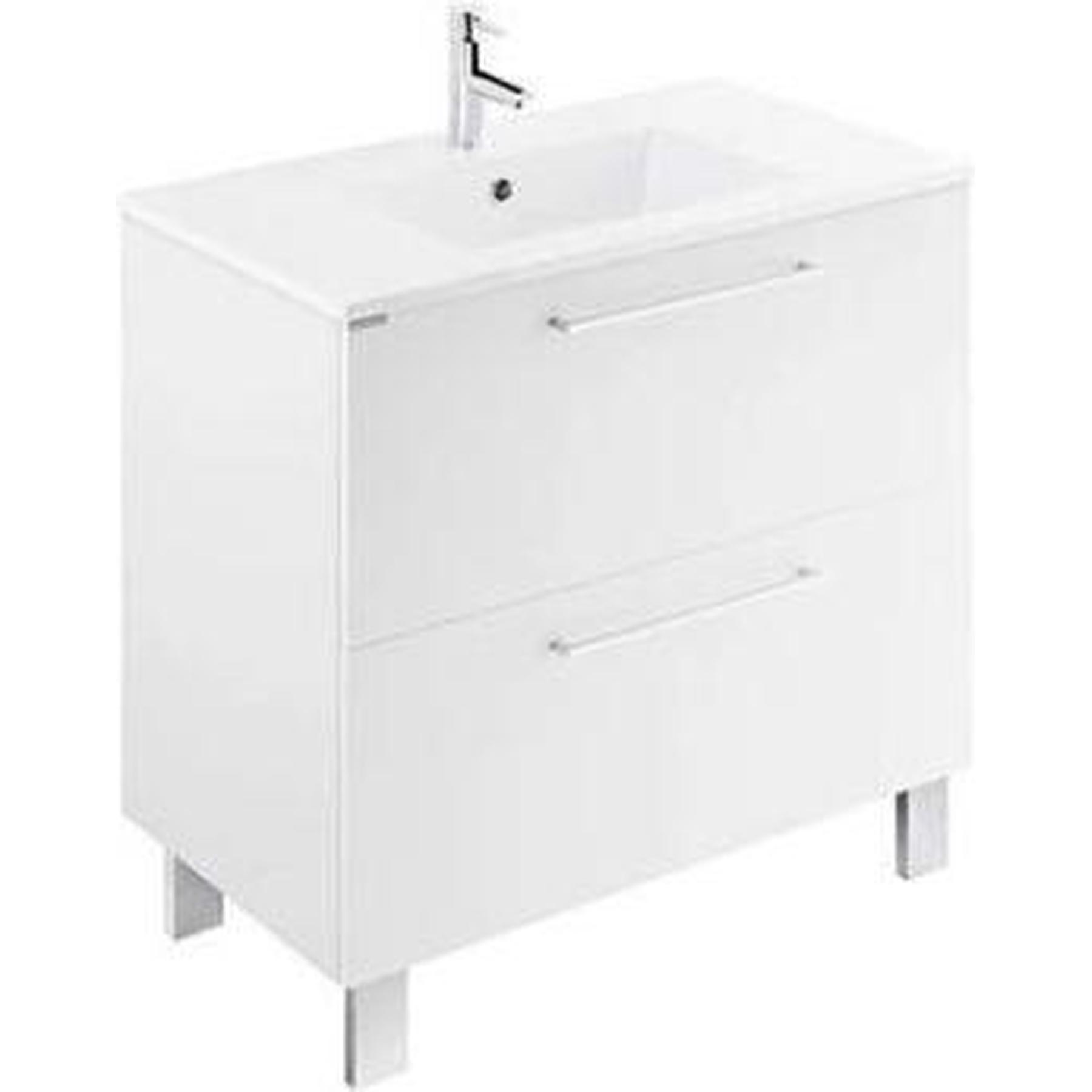 Pack lavabo+Meuble salle de bains 2 tiroirs Area 60 couleur blanc    