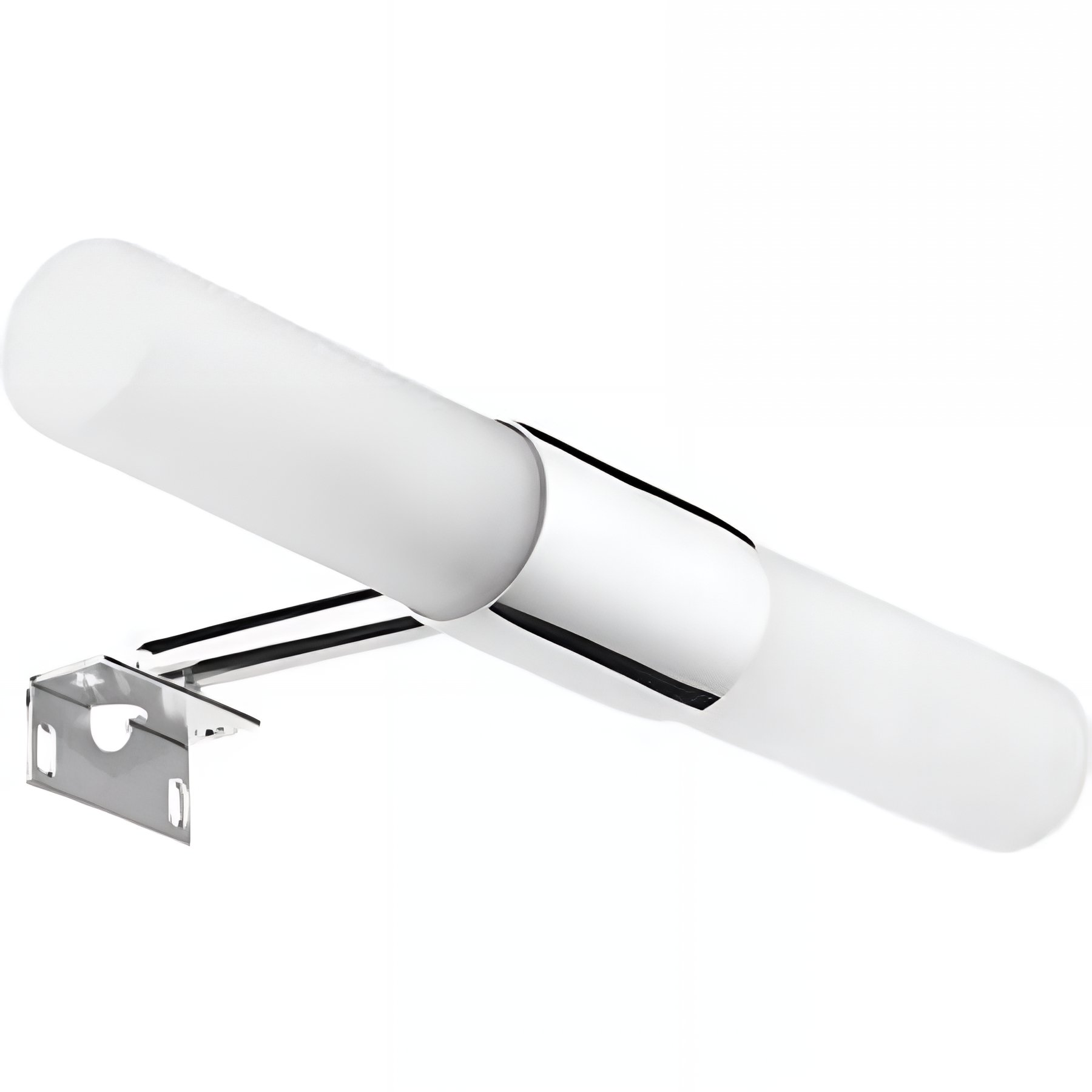 Applique universelle à fixation sur miroir ou murale 2 LED 2x6 Watts SANINDUSA ARÉA 220V finition chromé et verre dépoli